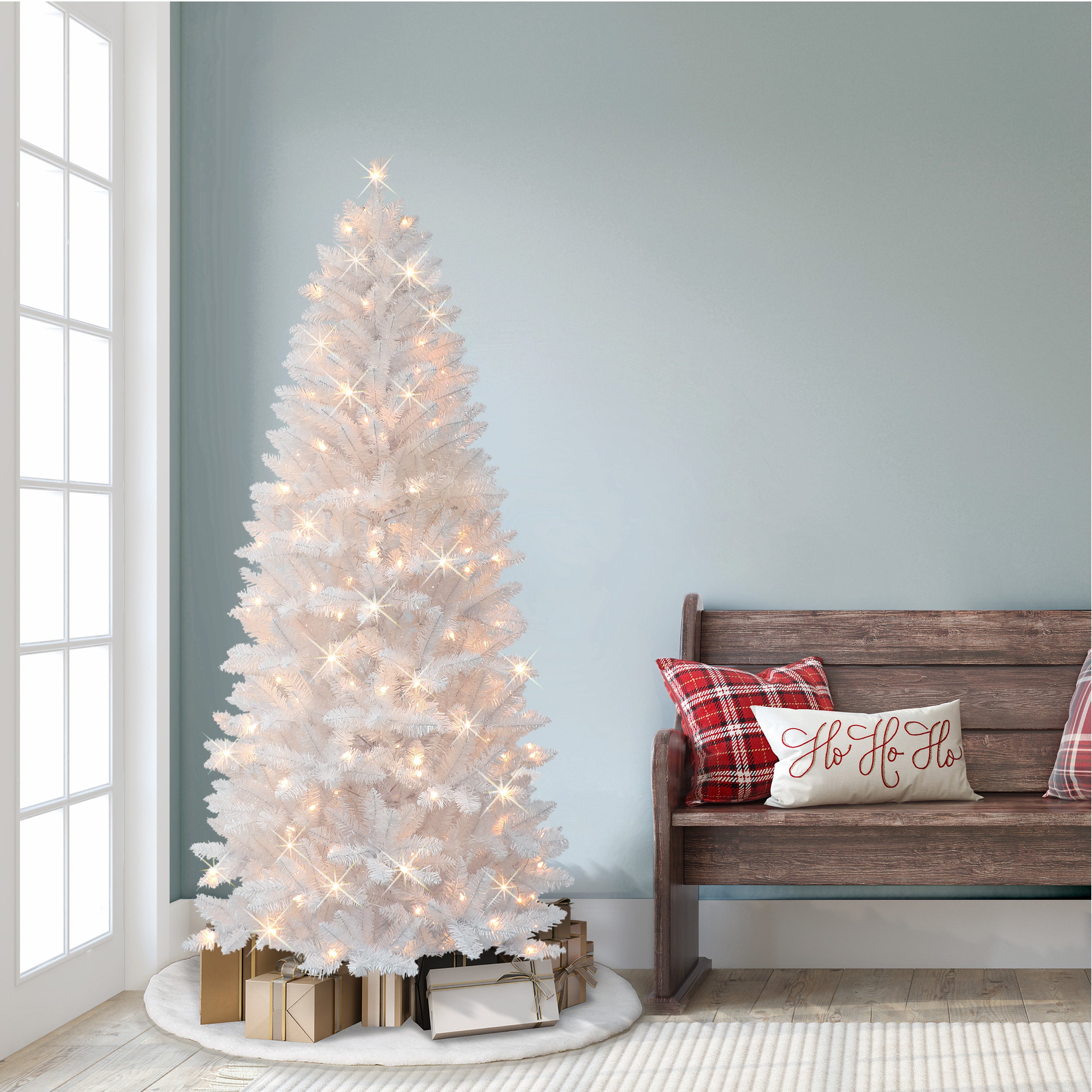 6ft Pre-Lit White Carson Pine Tree