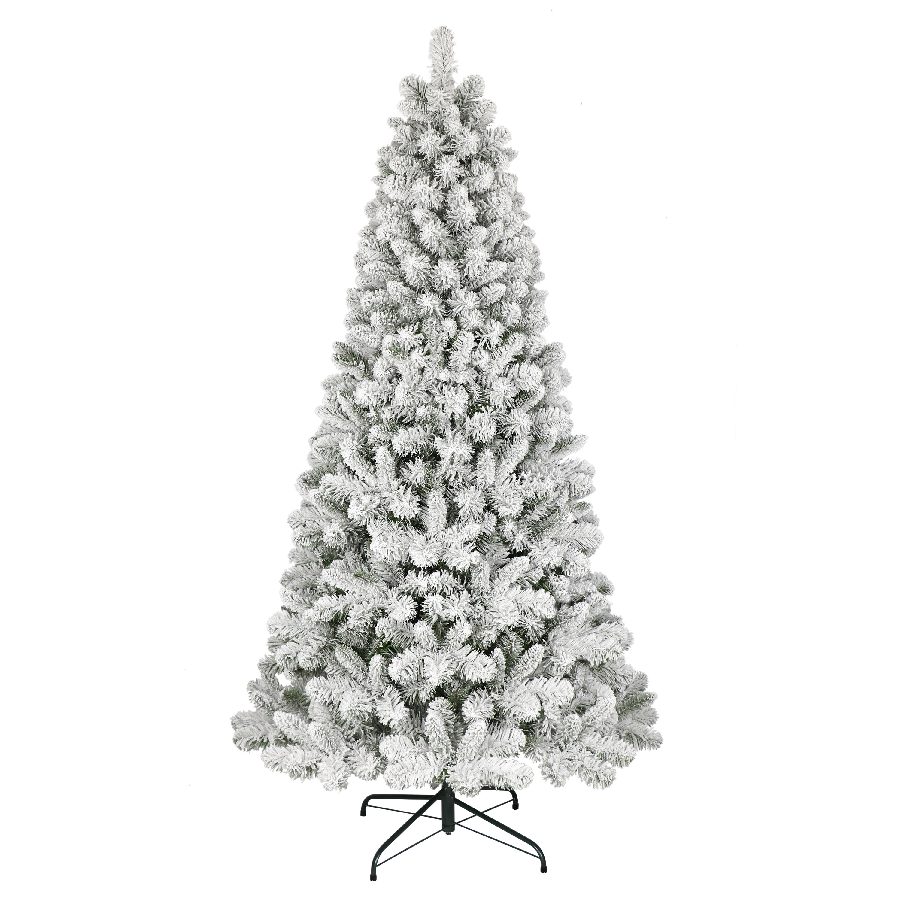 6.5 ft Flocked Virginia Pine Tree 787 tips Metal Stand 0998A-TF65