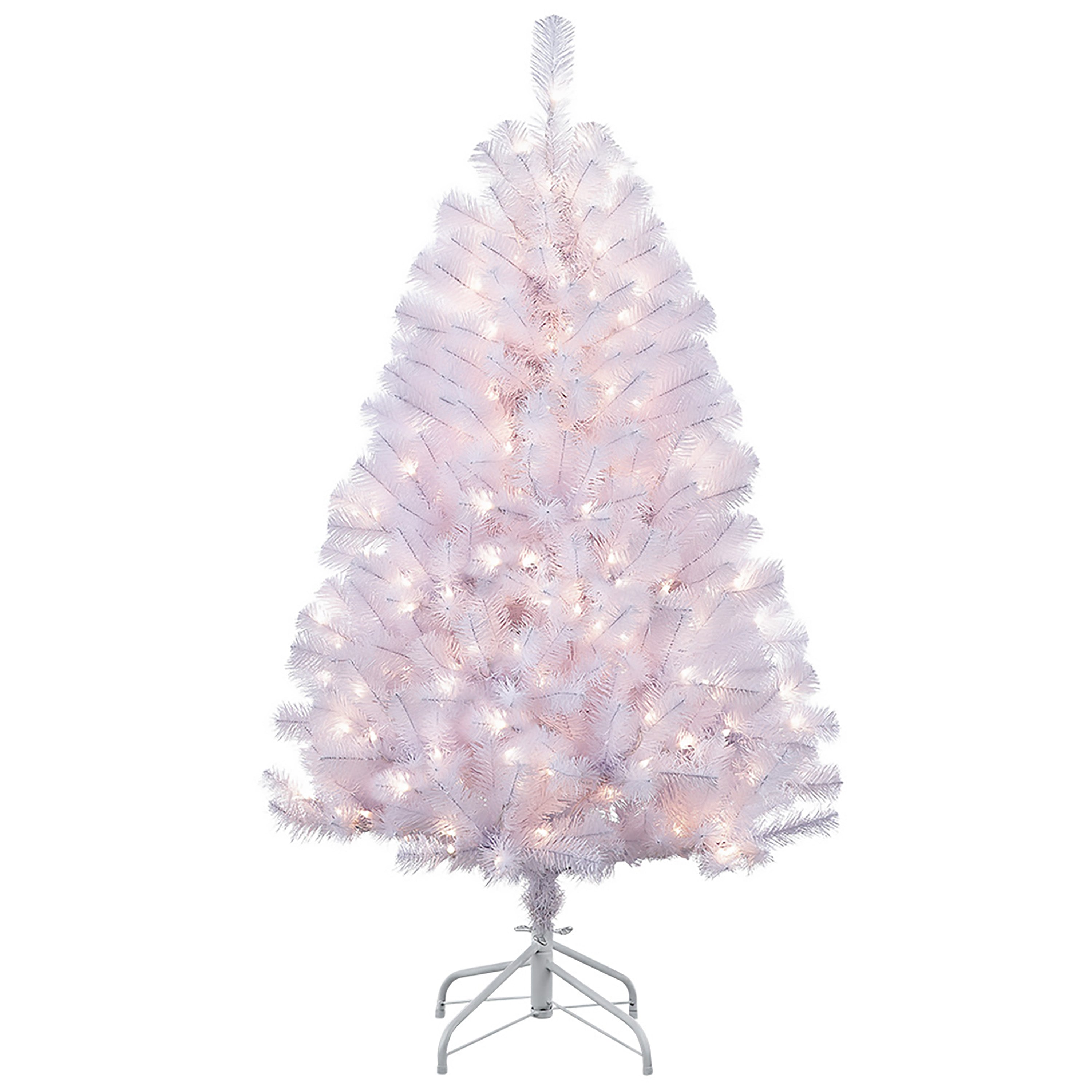 4.5 ft Pre-Lit White Northern Fir Artificial Christmas Tree with 200 UL Clear Lights Metal Stand NFWA-45C25