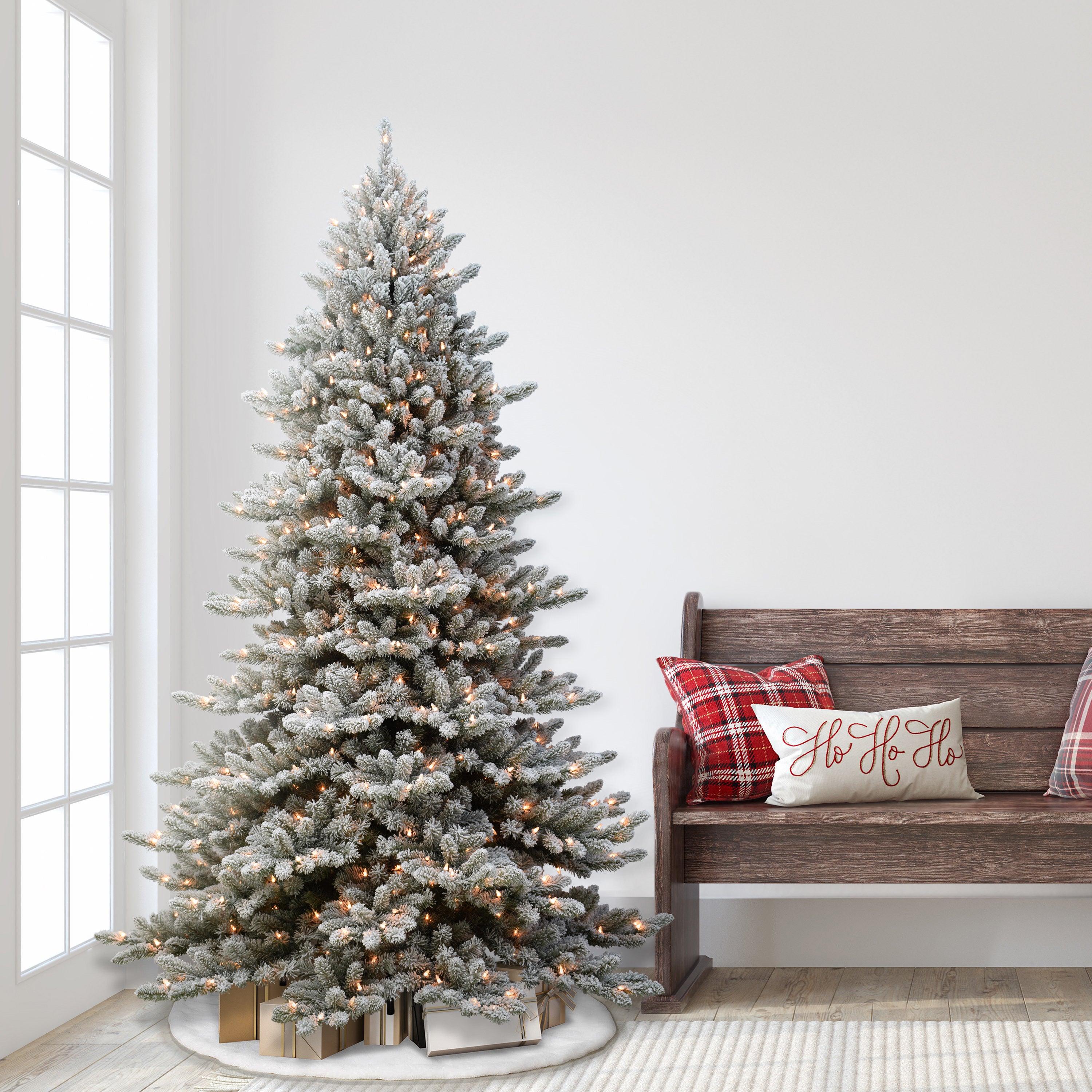 7.5ft Pre-lit Flocked Royal Majestic Fraser Fir Christmas Tree