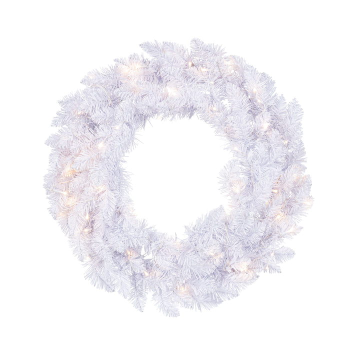 Sterling Charming 24 Inch Prelit PVC Tips Wreath with 50 Warm White LED Lights