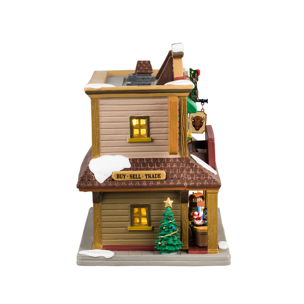 Lemax Brown Buffalo Trading Post Lighted Building #45230