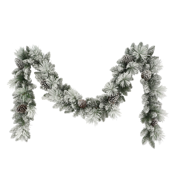 9 ft x 10 in Flocked Berkshire Spruce Garland 170 Tips Pine Cones BKSFA-9-10