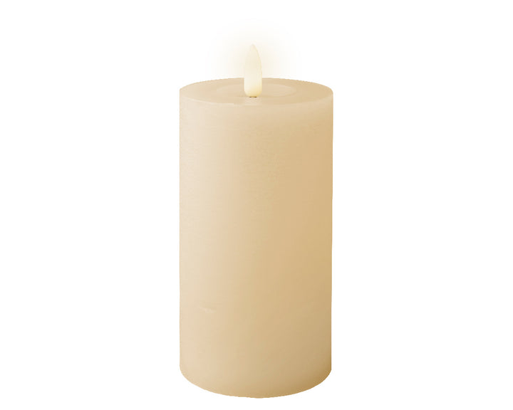 Lumineo  6"(H) x 2.75"(D) LED Ivory Wax Candle with Flickering Fame, B/O