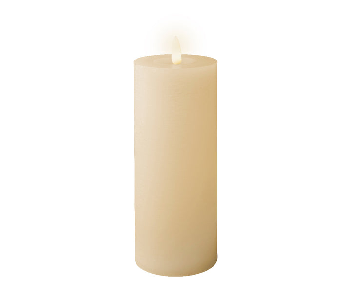 Lumineo 7.5"(H) x 2.75"(D) LED Ivory Wax Candle with Flickering Flame, B/O # 486774