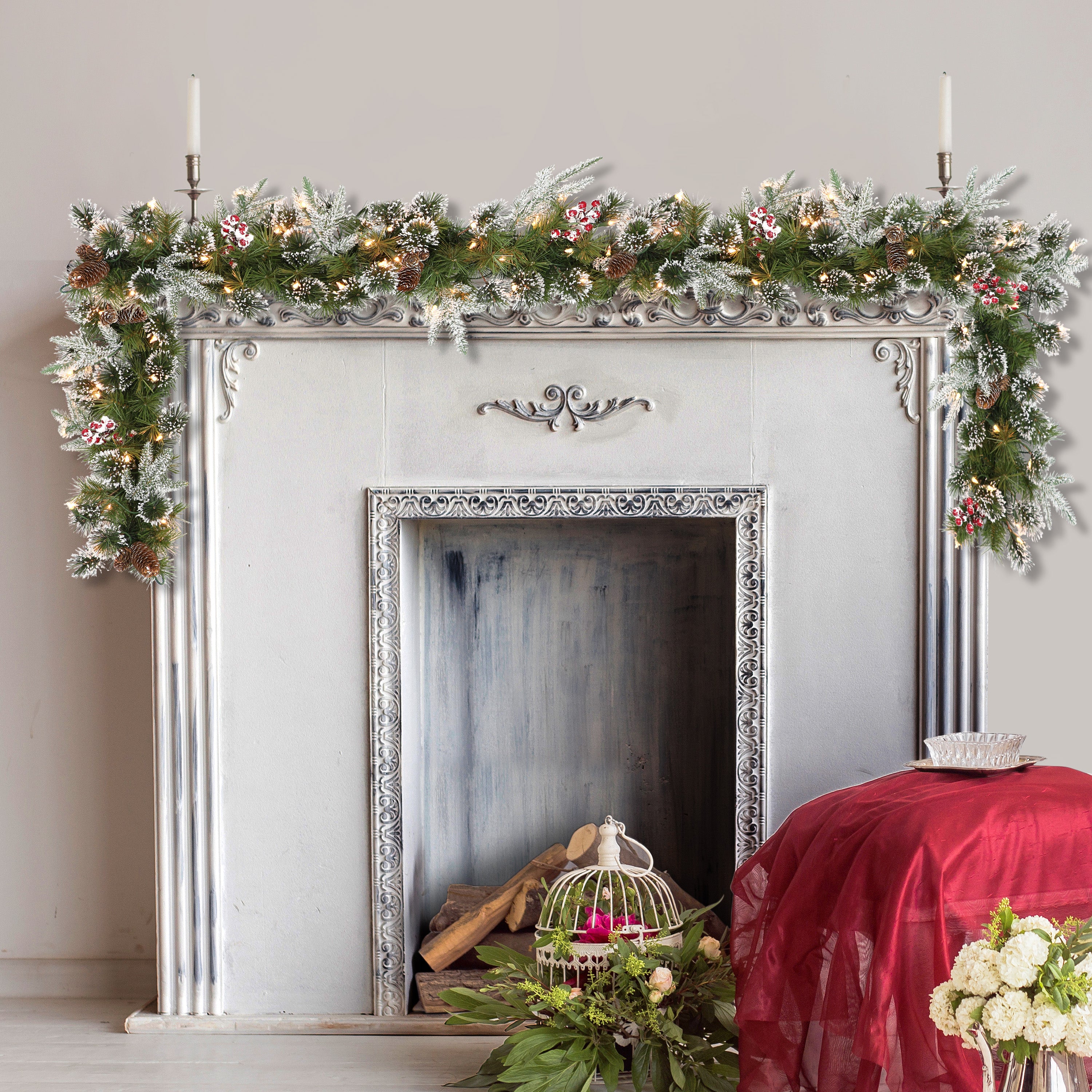 Pre-Lit 9' x 10" Decorated Christmas Garland