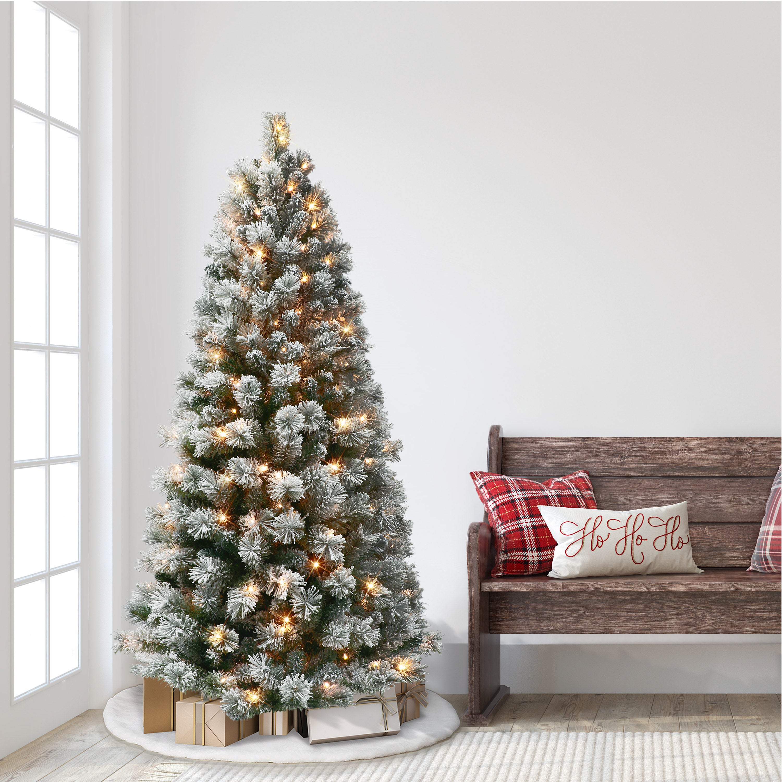6ft Pre-Lit Flocked Montana Pine Tree