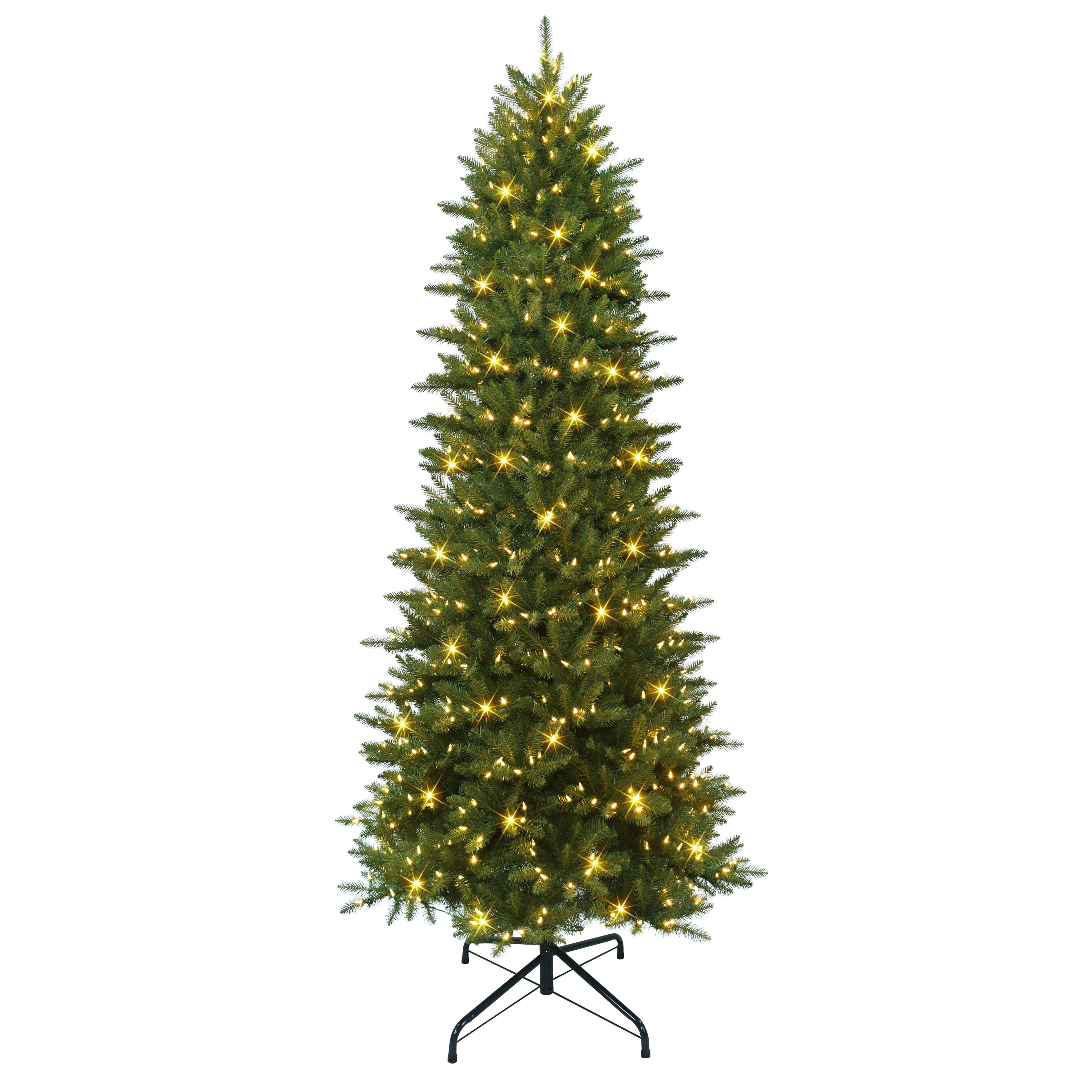 9 ft Pre-lit Slim Fraser Fir Tree with 700 Dual Color LED Lights with Choice of Clear or Multi-Color UL listed adaptor On/Off Foot Pedal Metal Stand Green FFSLA-90LD7
