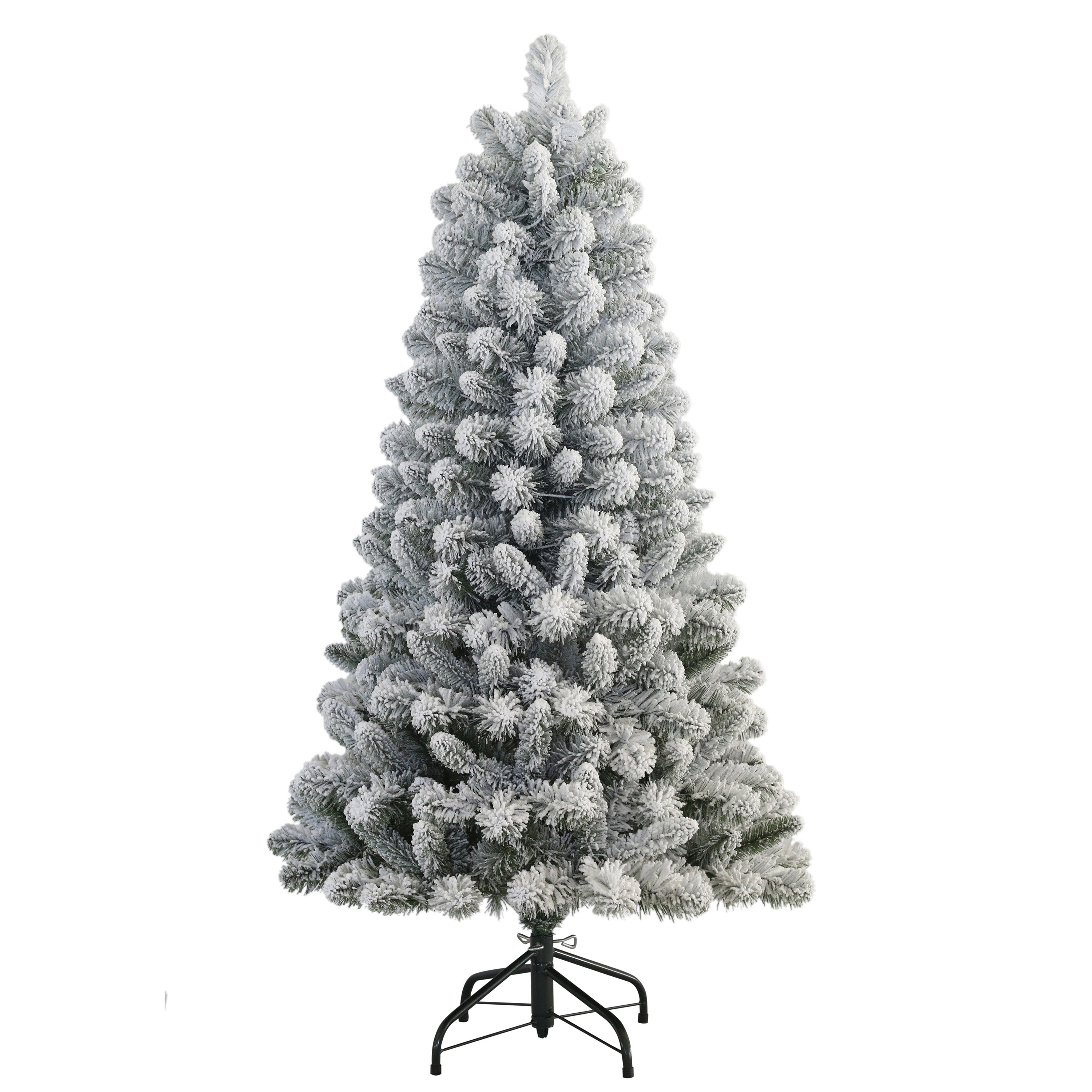 4.5 ft Flocked Virginia Pine Artificial Christmas Tree with Stand Green 0998A-TF45