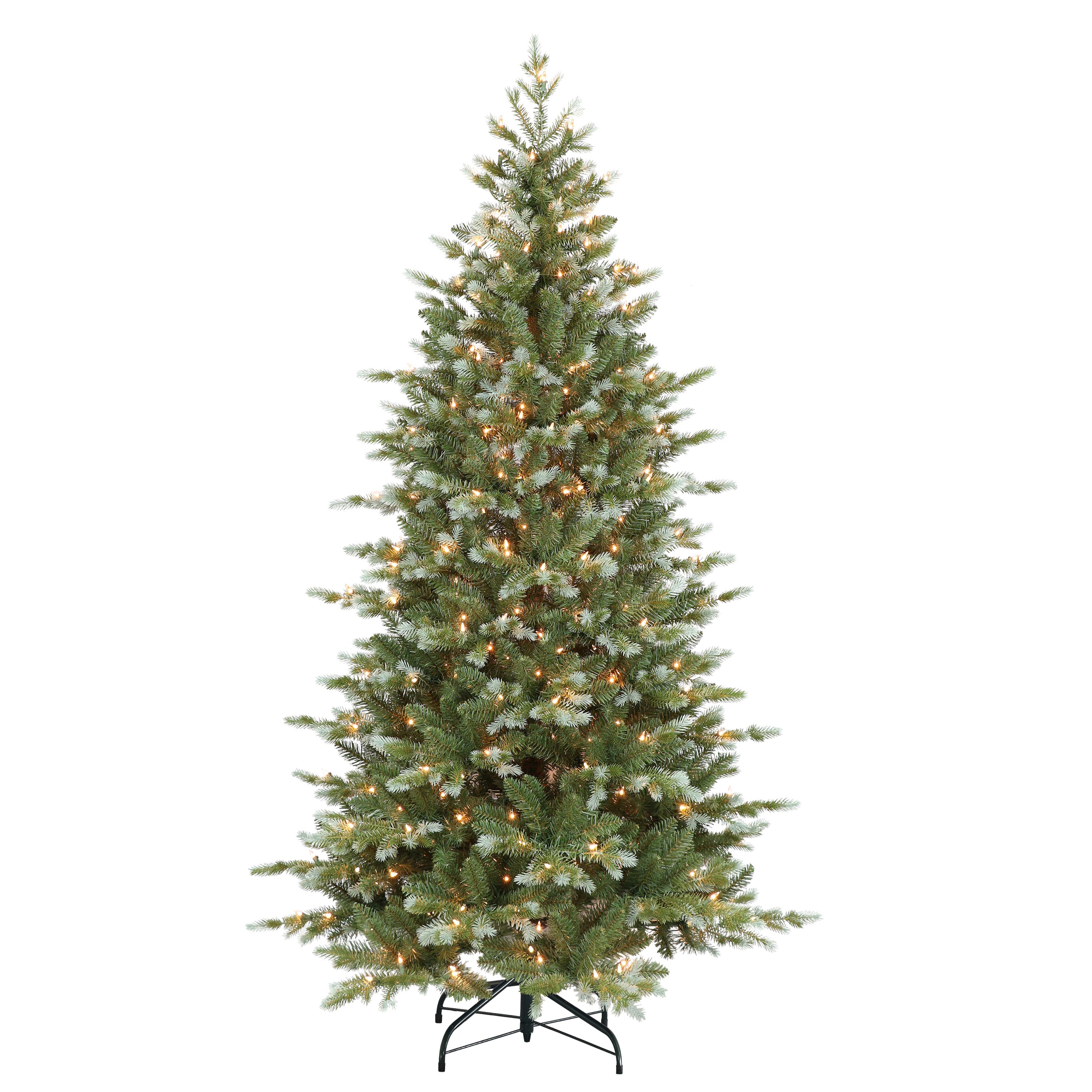 6.5 ft Pre-Lit Slim Colorado Blue Spruce Artificial Christmas Tree with 350 UL Clear Lights Metal Stand Blue/Green CBSSLA-65C35