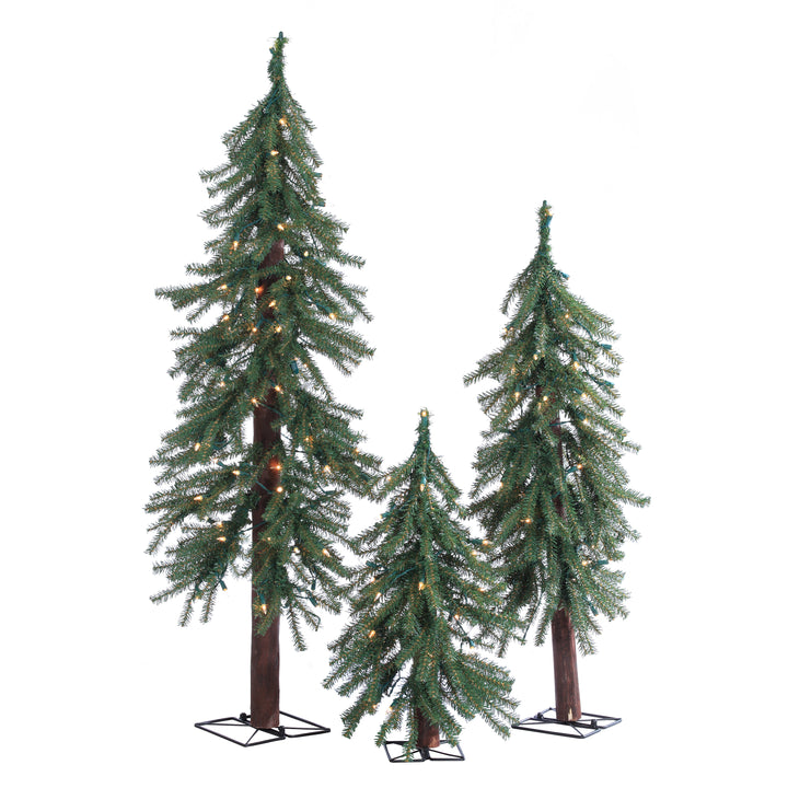 Sterling Elegant 3 Piece Pre Lit Alpine Tree Set with Warm White LED Lights