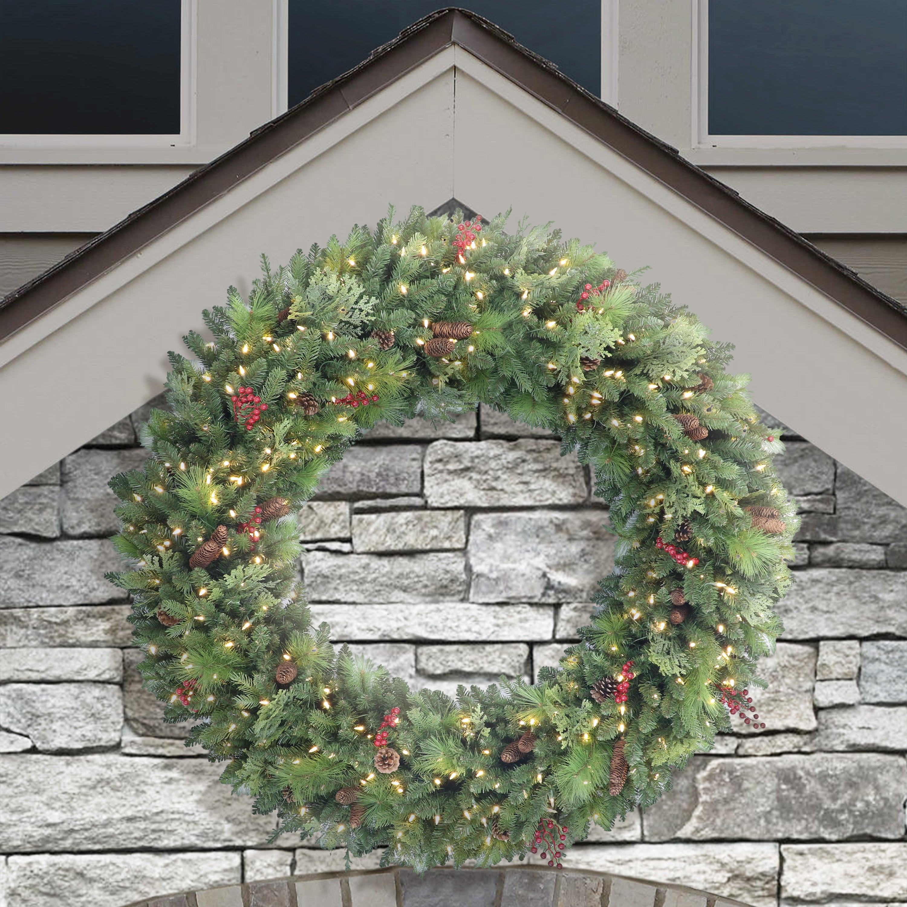60in Pre-lit Rocky Mountain Spruce Wreath