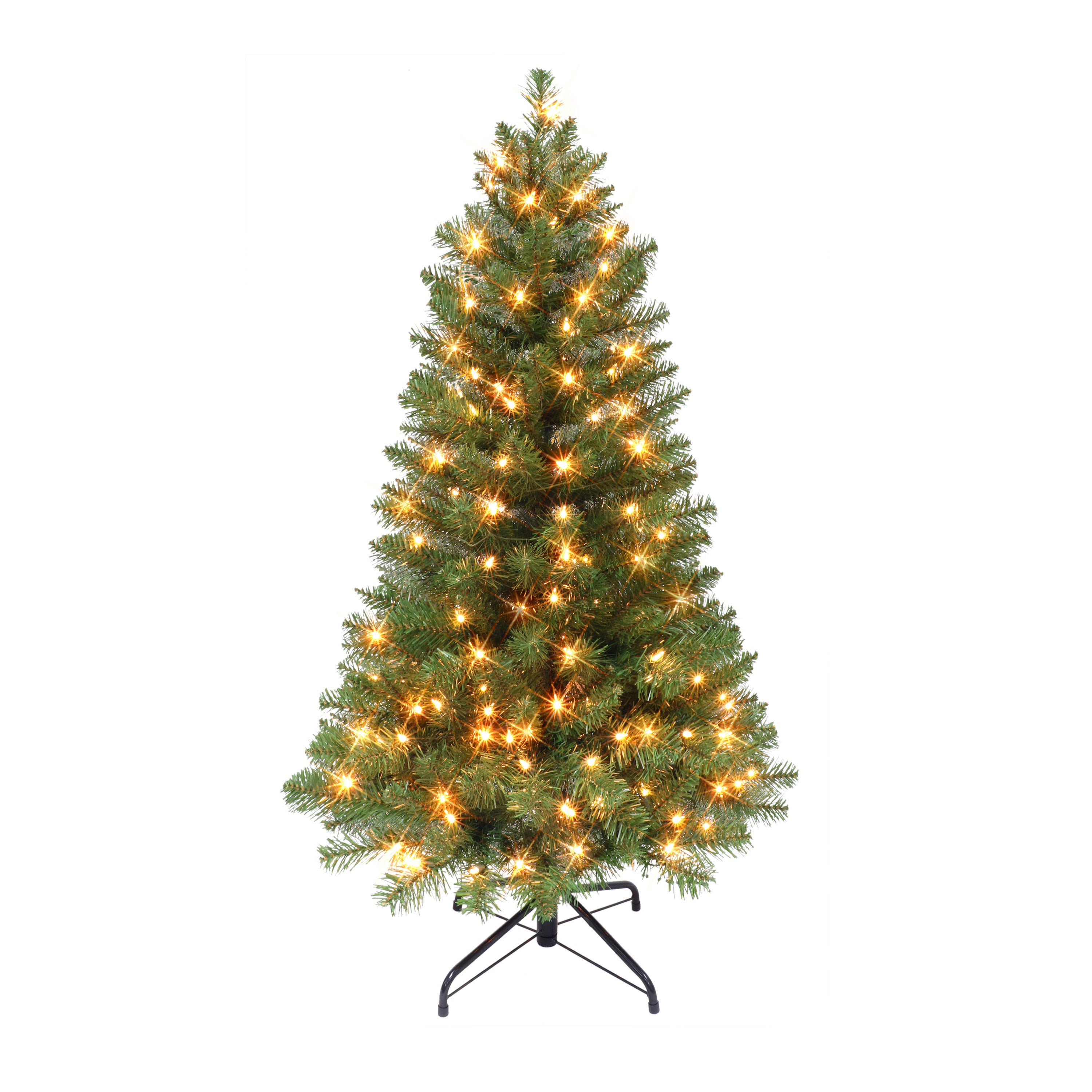 4.5 ft Pre-lit Virginia Pine Tree 316 Tips 200 UL Clear Lights Metal Stand 0998A-T45C2