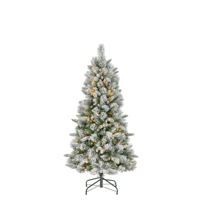 Sterling Stunning 5 Foot Natural Cut Lightly Flocked Arctic Pine with Glitter and Dual Color LED Lights