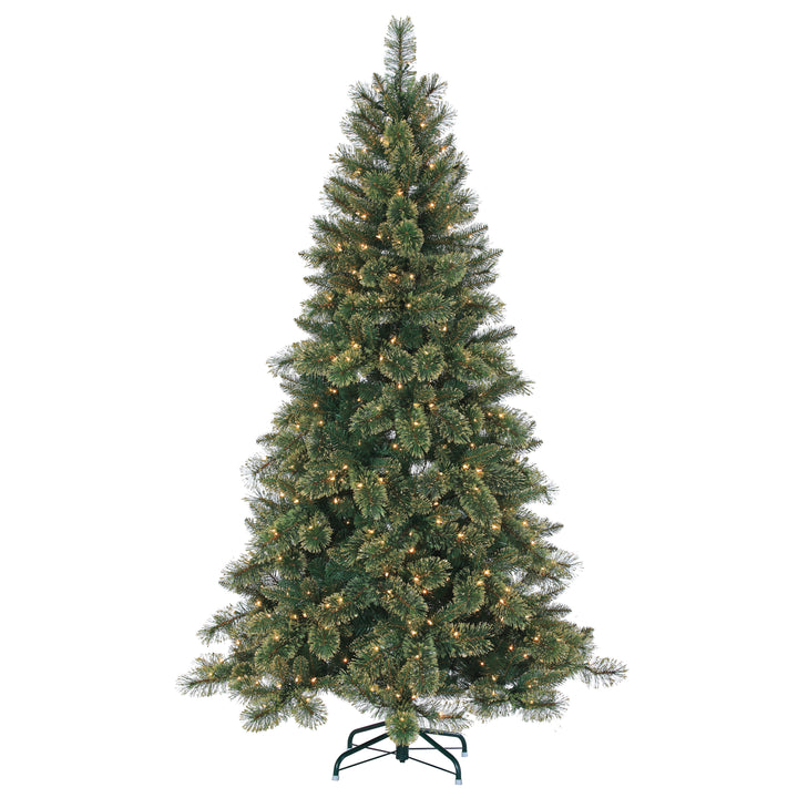 Sterling Dazzling 7.5 Foot Gold Glitter Cashmere Pine with Dual Color LED Lights