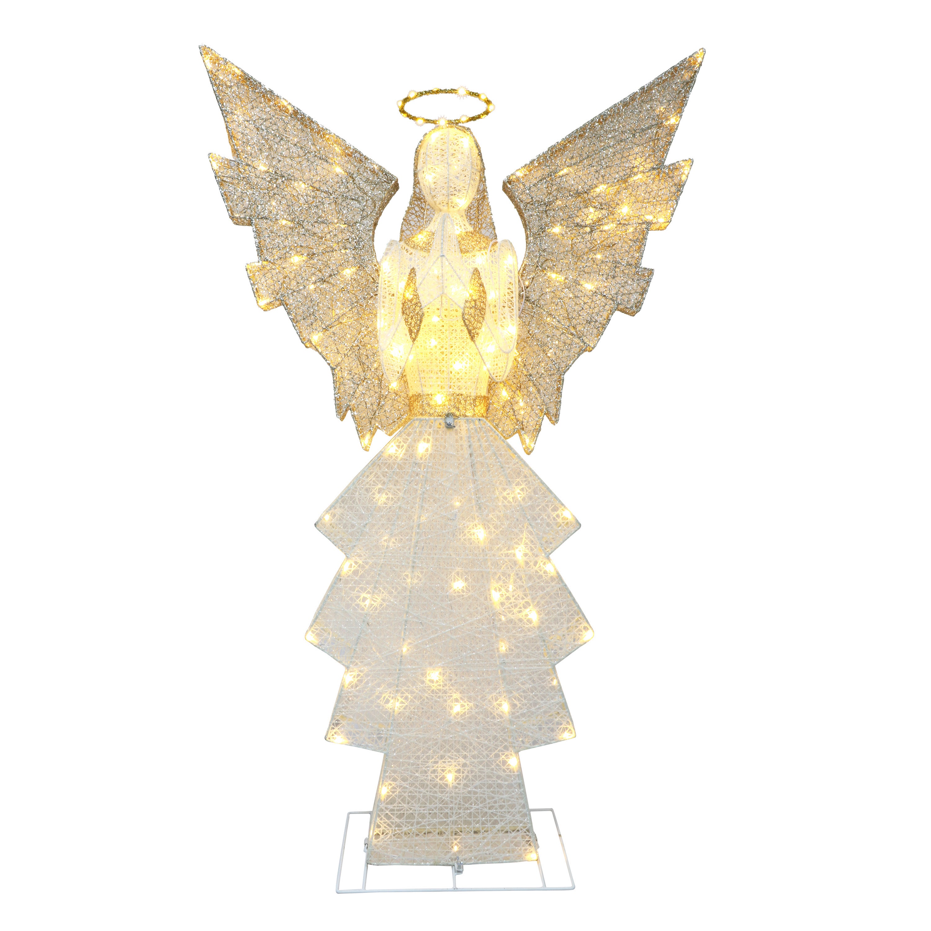 60 in Outdoor Lighted Angel with 140 Warm White LED Lights Outdoor UL Adapter Gold/White YD1120LA
