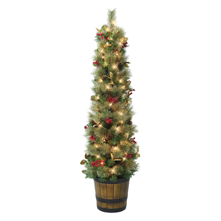 5 ft Pre-Lit Potted Glitter Artificial Tree 3811-ST50C05A