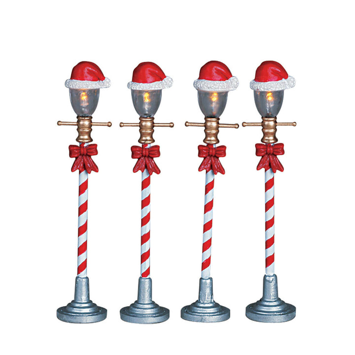 LEMAX Santa Hat Street Lamp, set of 4, Battery Operated (4.5V) #64472