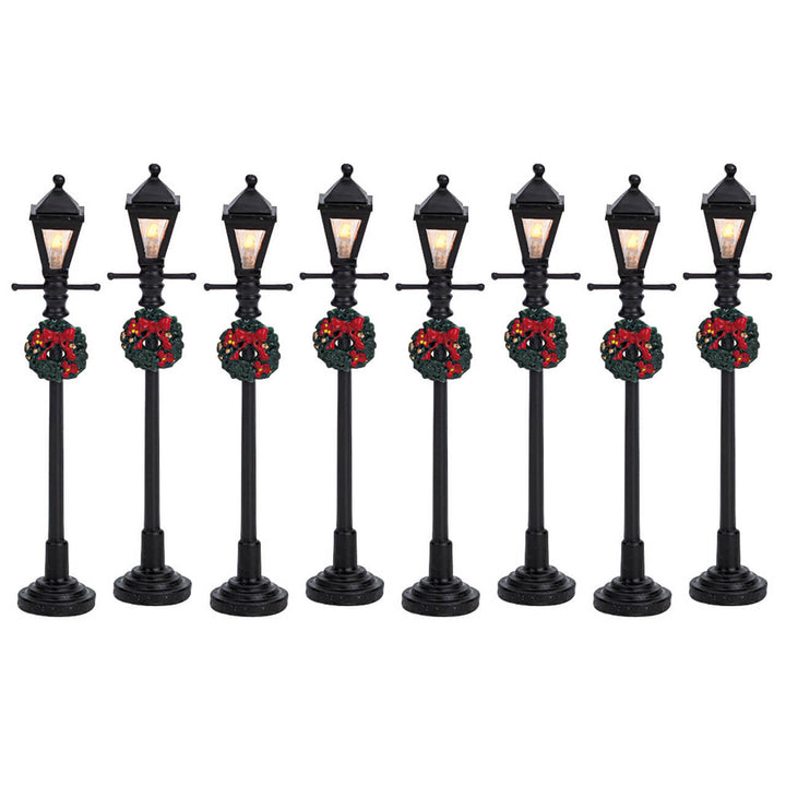 LEMAX Gas Lantern Street Lamp, set of 8, Battery Operated (4.5V) #64500