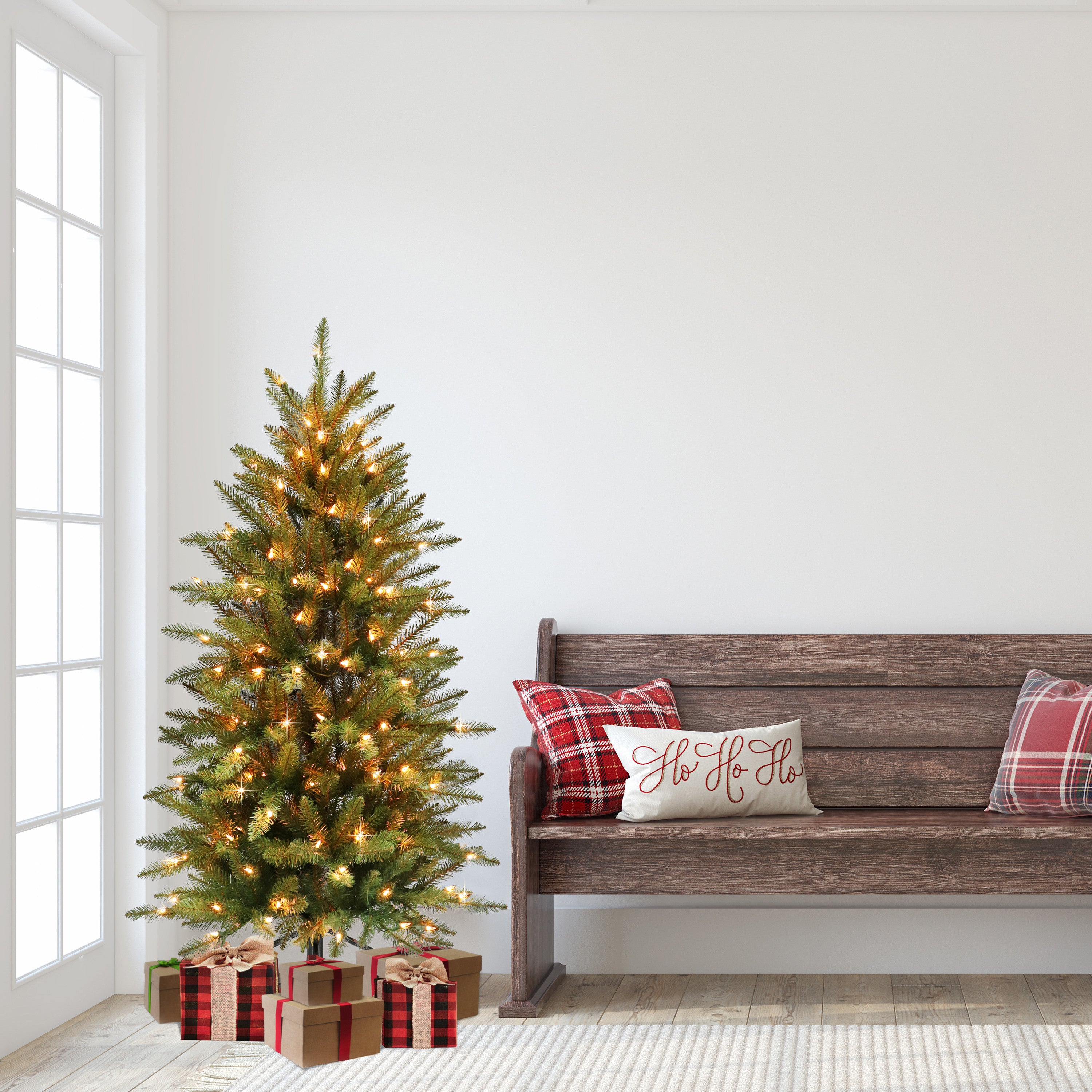 4.5ft Pre-Lit Slim Fraser Fir Christmas Tree