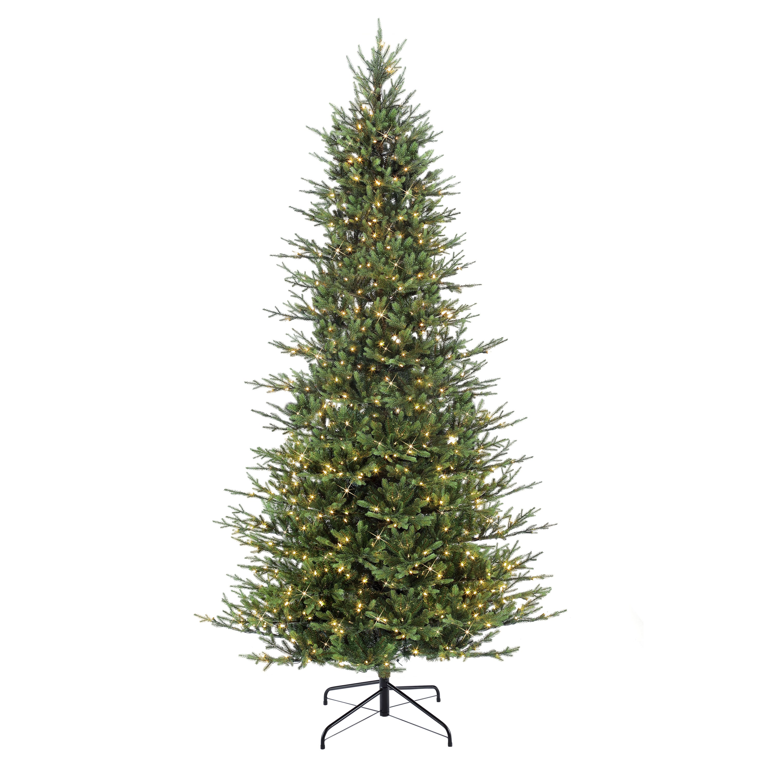 9 ft Pre-Lit Slim Balsam Fir Artificial Christmas Tree with 800 UL Clear Lights On/Off Foot Pedal Metal Stand Green BFTSLA-90C8