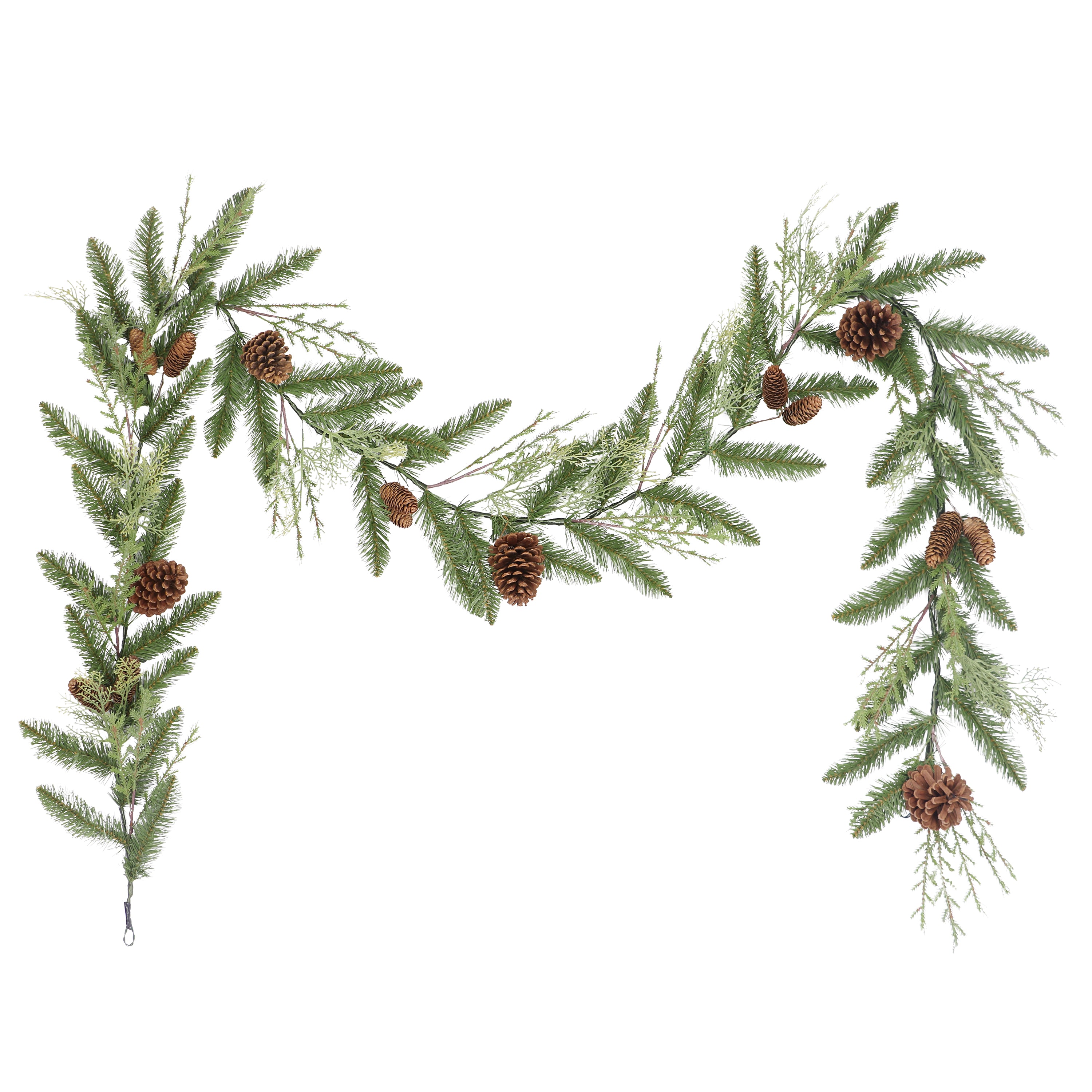 Puleo International 9 ft Artificial Cypress Garland with Pinecones, Green 2463A-G9-10