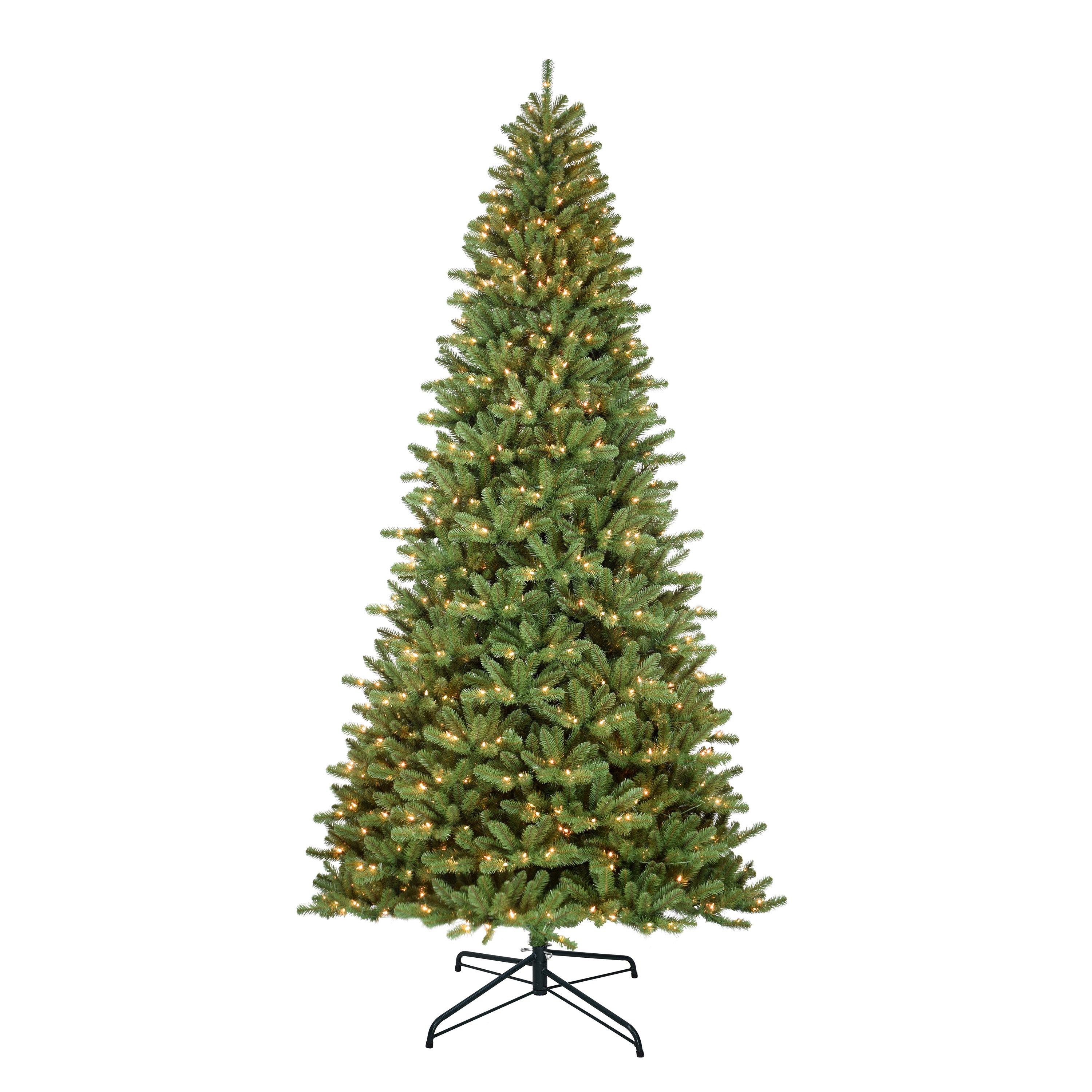 10 ft Pre-Lit Berkshire Fir Artificial Christmas Tree with 1000 UL Clear Lights On/Off Foot Pedal Metal Stand Green BEFA-10C10