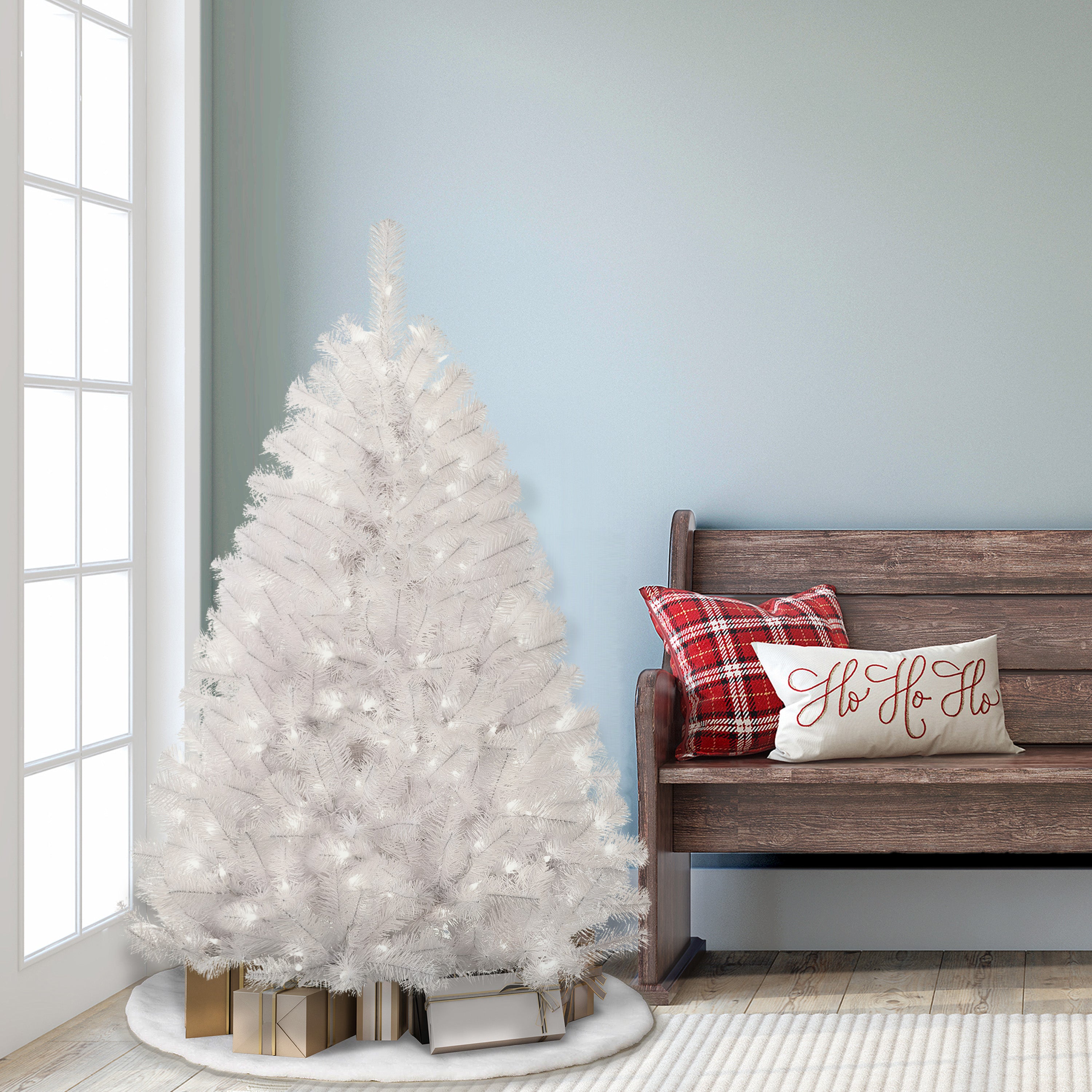 4.5ft Pre-Lit White Northern Fir Christmas Tree