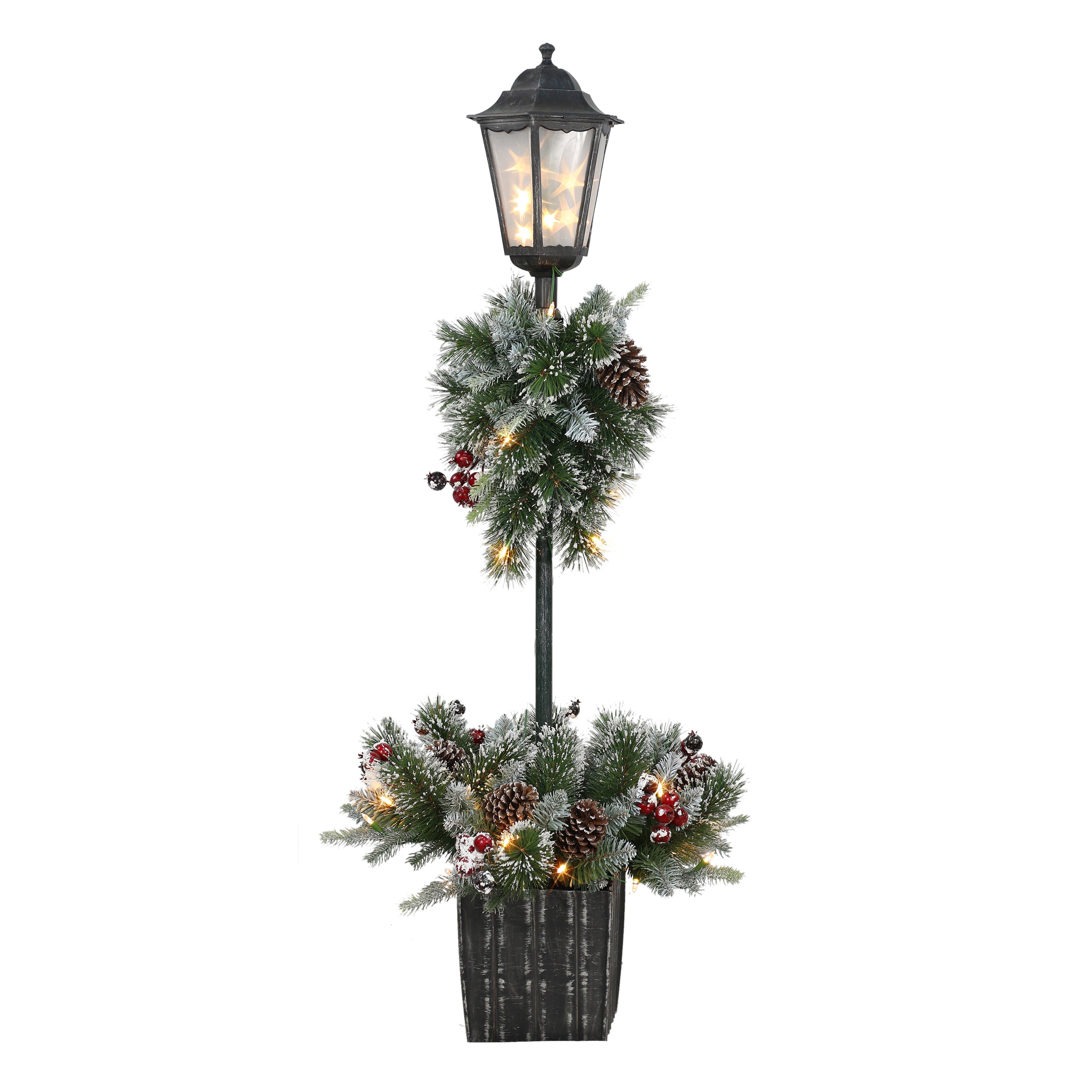 4 ft Pre-Lit Artificial Pine Lamp Post 3766A-LP40LW05