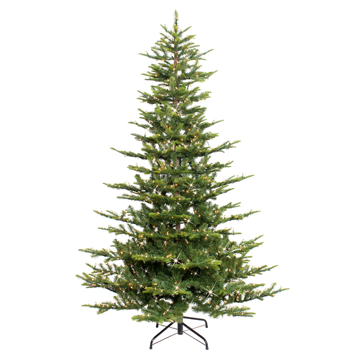 7.5 ft Pre-Lit Aspen Fir Artificial Christmas Tree with 700 UL Clear Lights On/Off Foot Pedal Metal Stand Green APGA-75C7