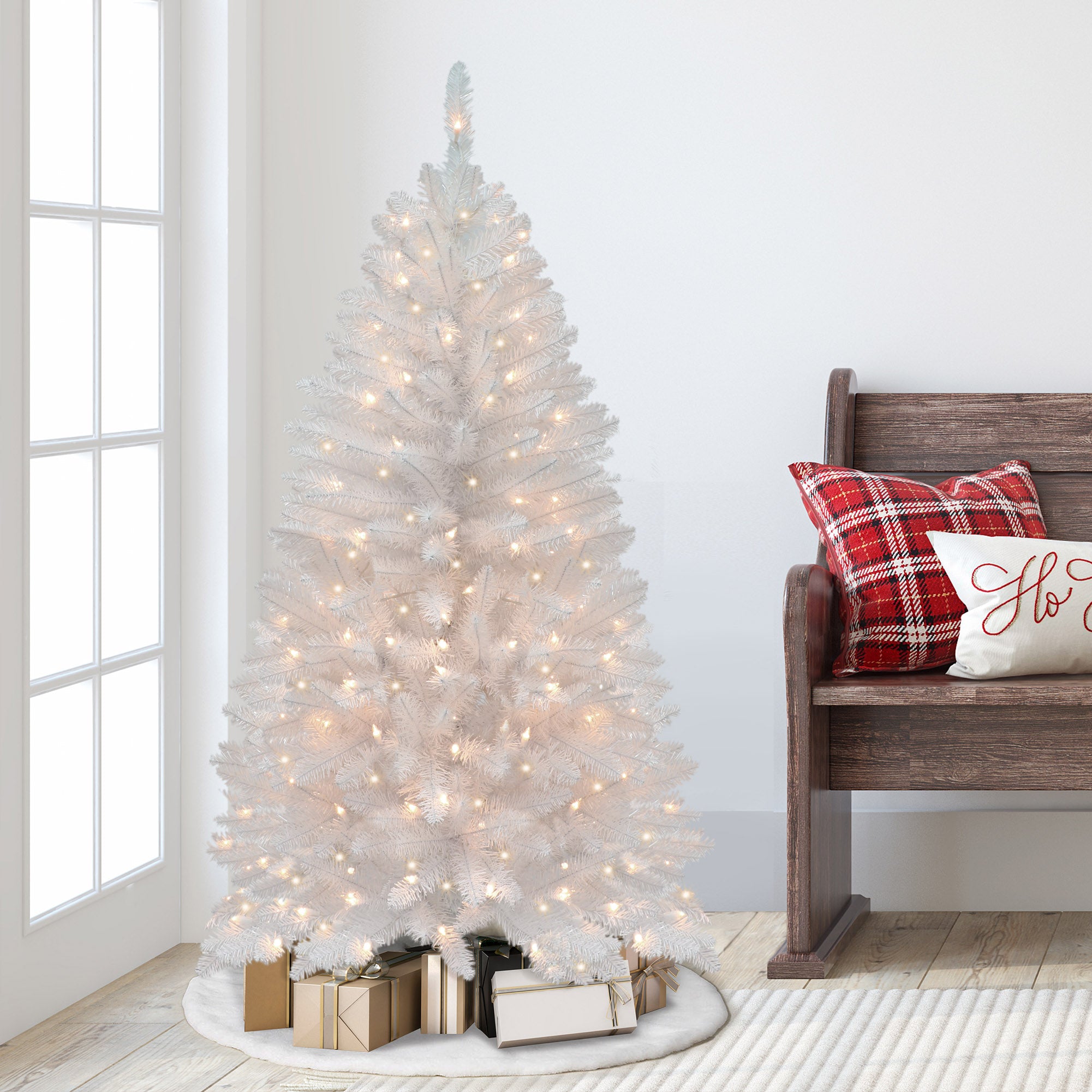 4.5ft Pre-Lit White Fraser Fir Pencil Christmas Tree