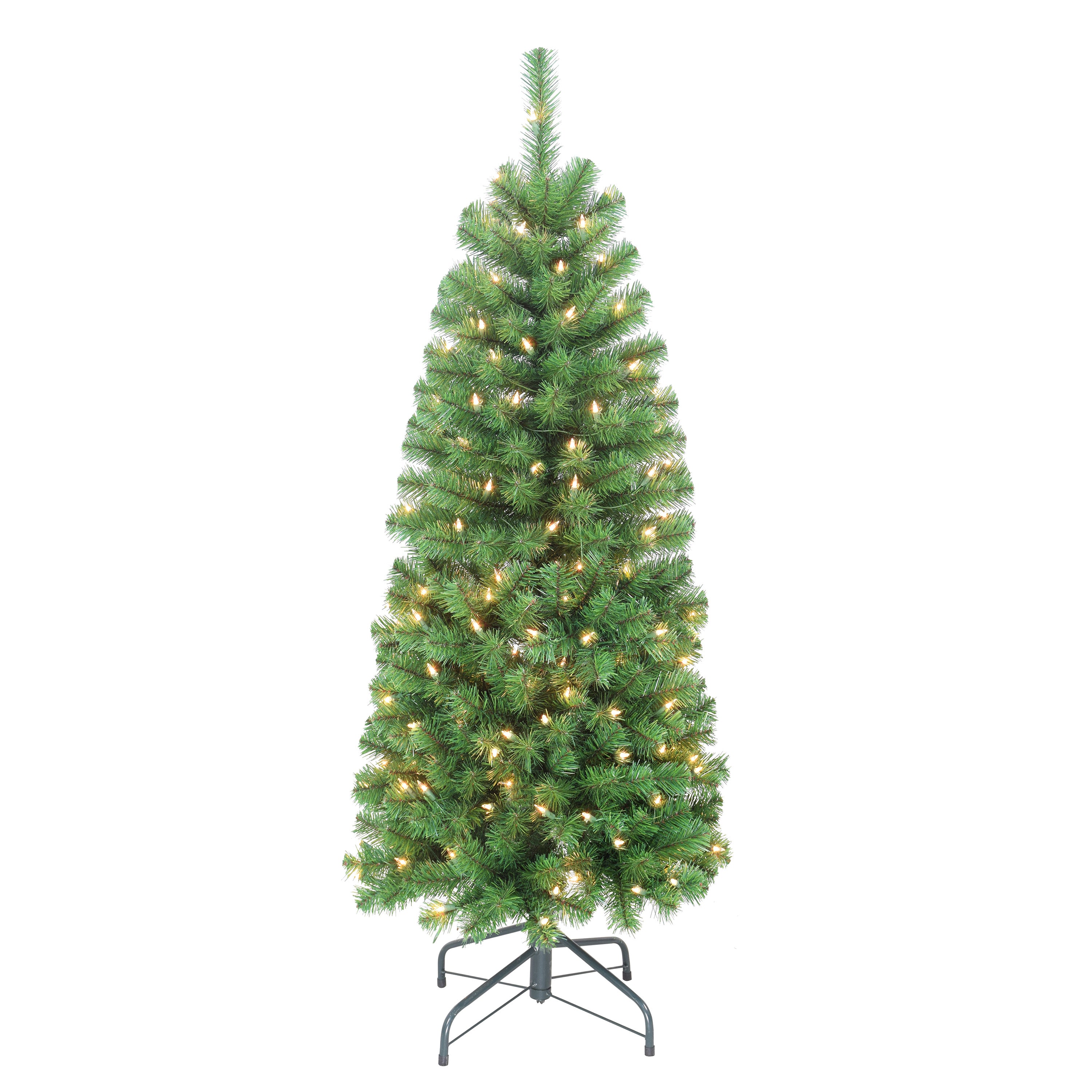 4.5 ft Pre-Lit Northern Fir Artificial Christmas Pencil Tree with 150 UL Clear Lights Metal Stand Green NFGPTA-45C15