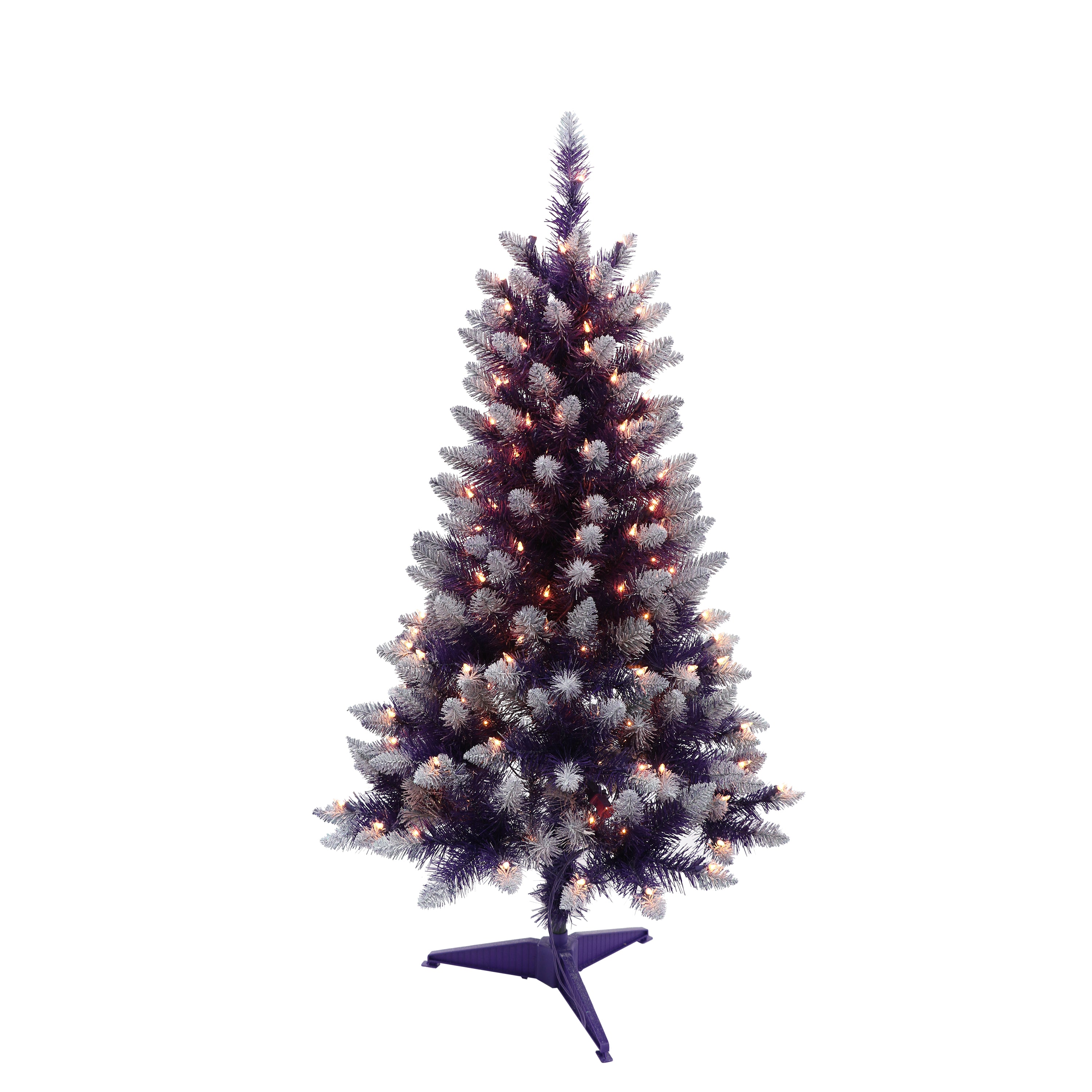 4 ft Pre-Lit Fashion Purple Artificial Christmas Tree with 150 UL Clear Lights Metal Stand T9612A-40C150-PP