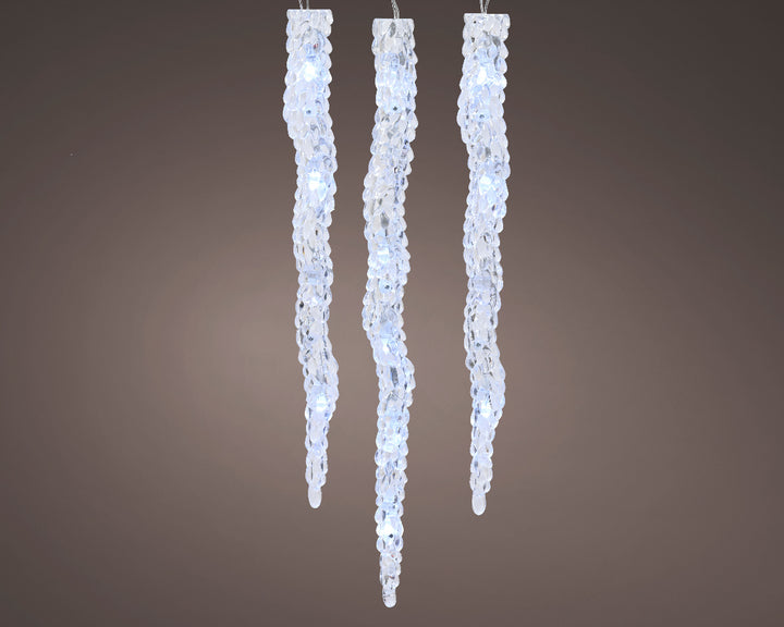 Lumineo 11.8ft x 60 LED Flashing Icicle Connectable Light Set in Cool White/Clear Wire # 783993