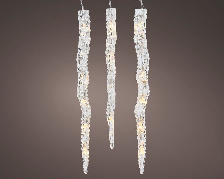 Lumineo 11.8ft x 60 LED Flashing Icicle Connectable Light Set in Warm White/Clear Wire