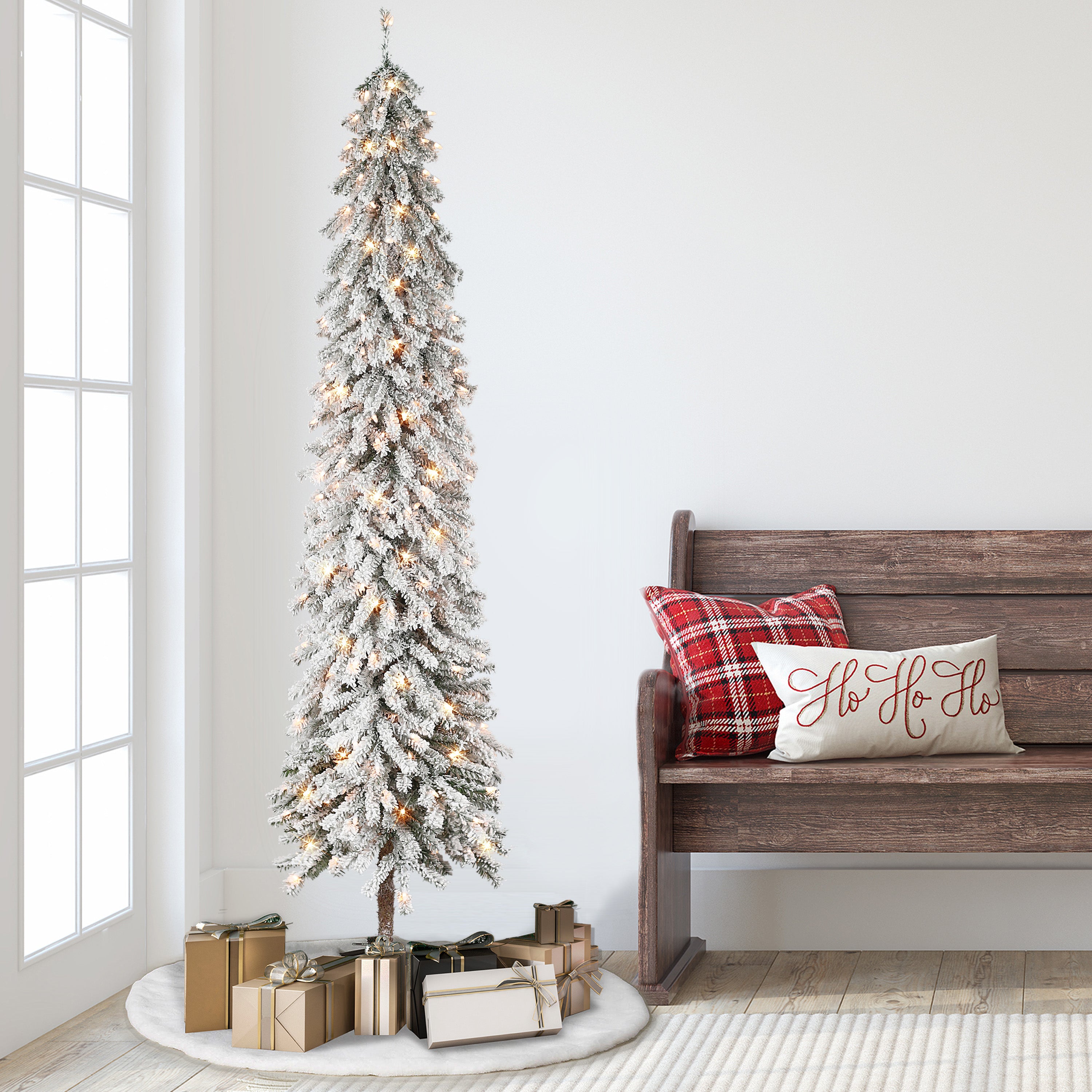 6ft Pre-Lit Flocked Alpine Tree