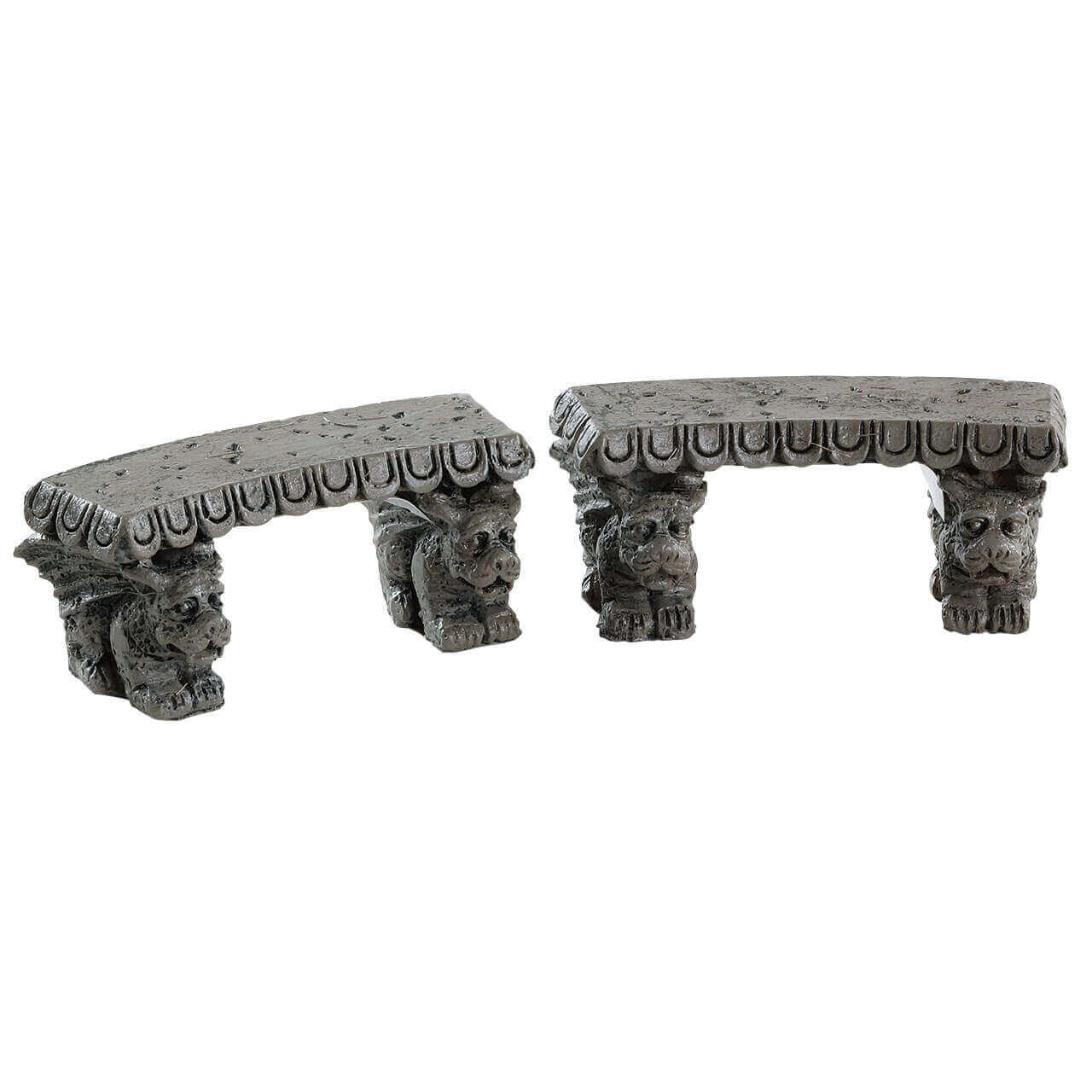 LEMAX Gargoyle Stone Benches, set of 2 #84370