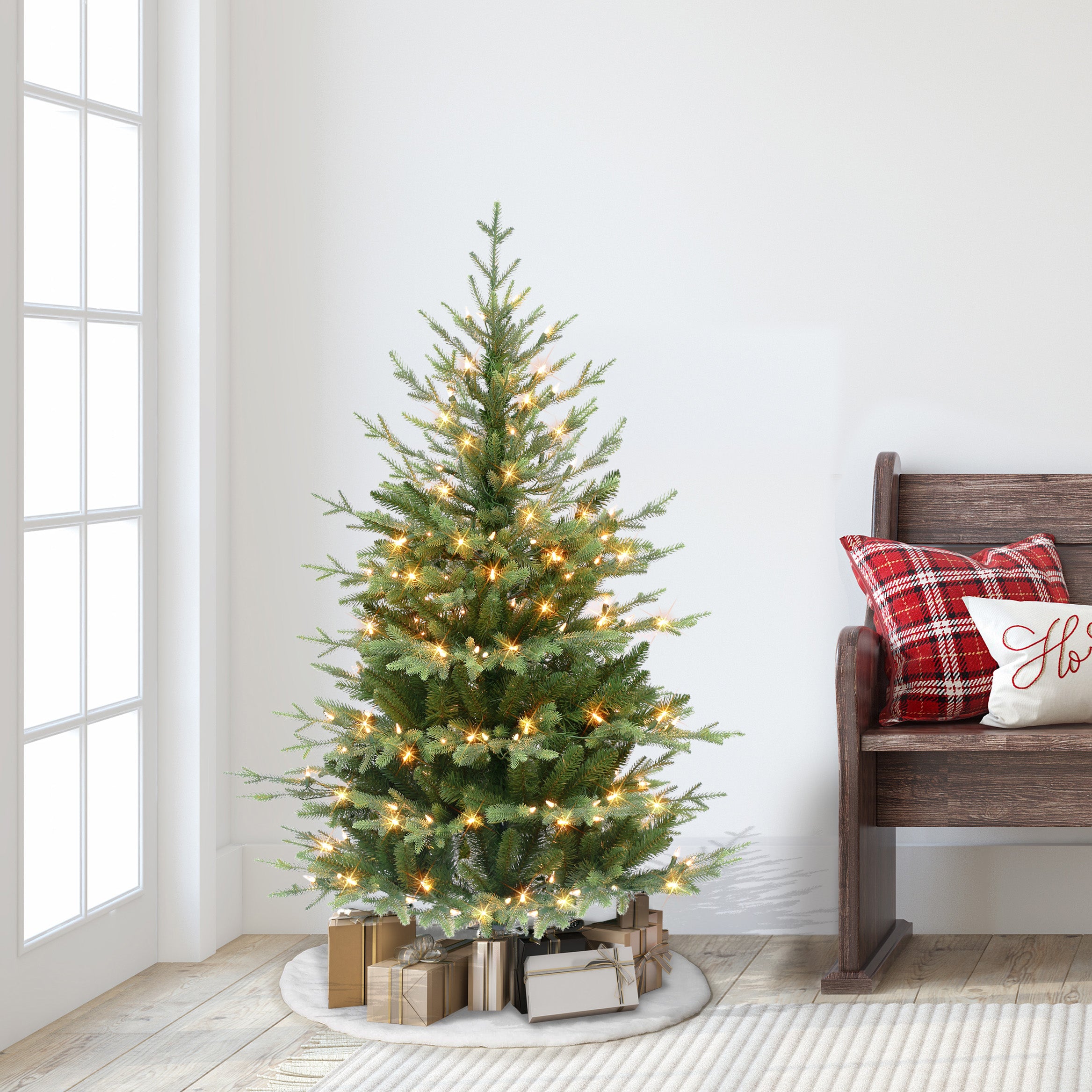 4.5ft Pre-lit Slim Balsam Fir Christmas Tree