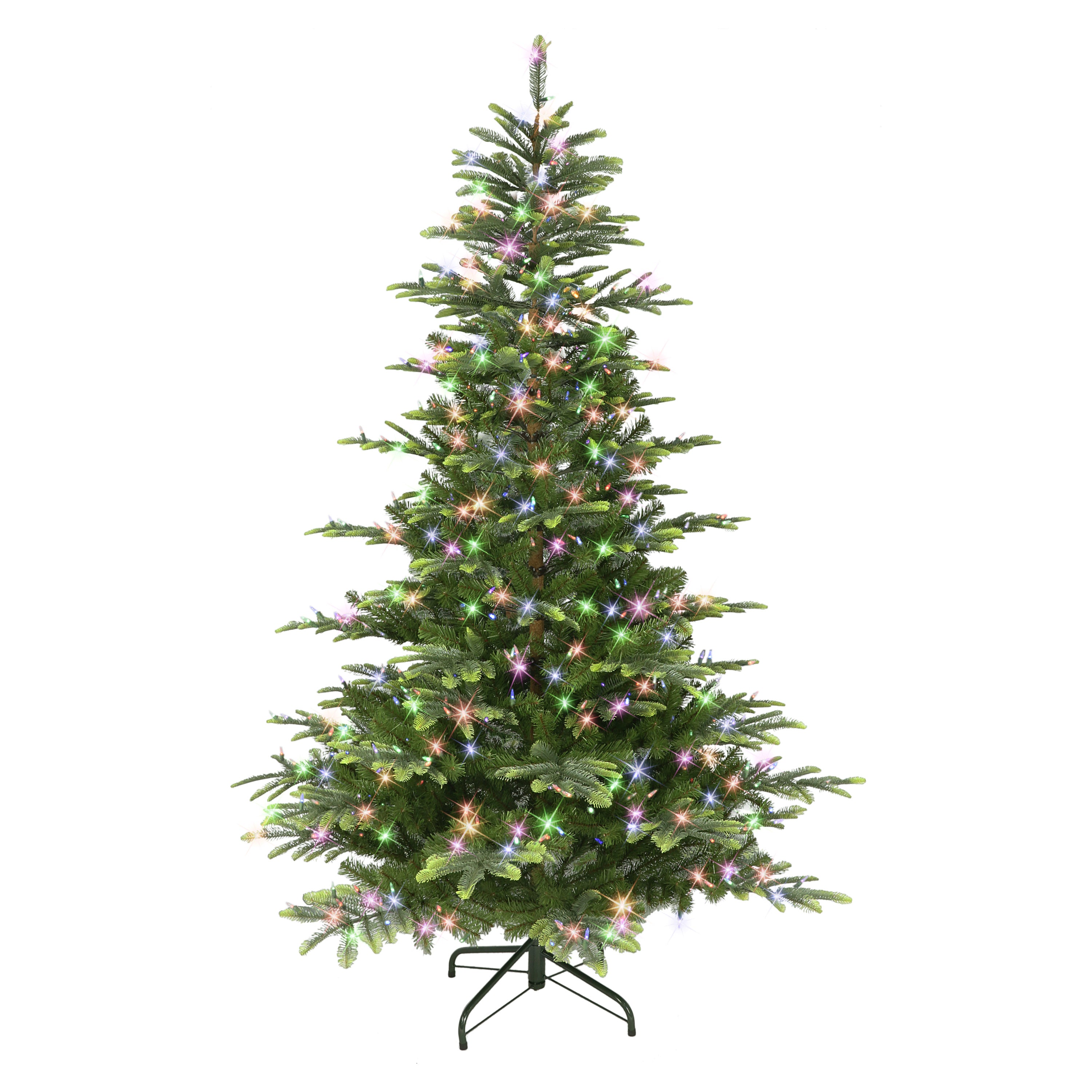 7.5 ft Pre-lit Aspen Fir Artificial Christmas Tree 1319 Tips 600 Color-Select LED Lights On/Off Foot Pedal Metal stand UL Adapter APGA-75LD6