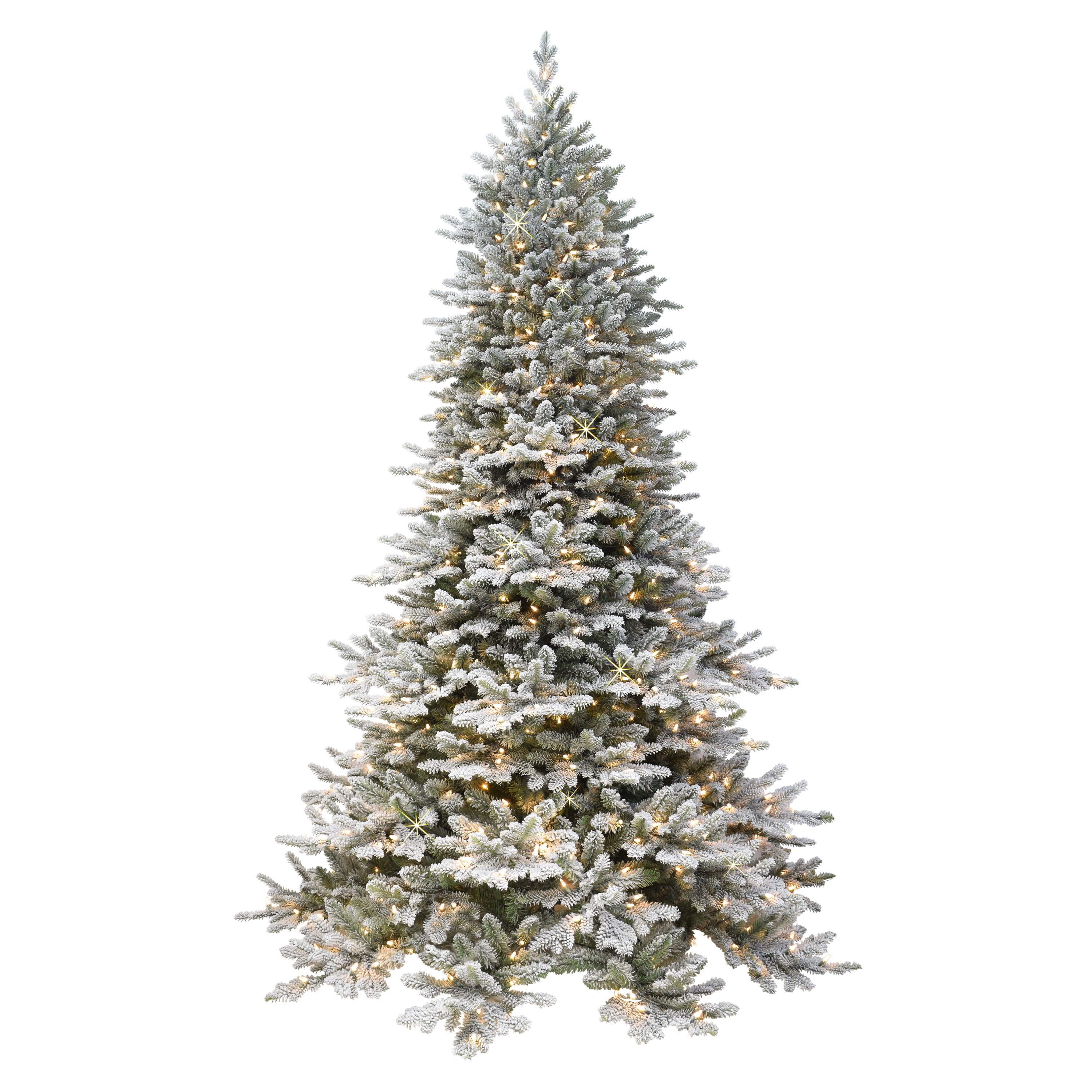 7.5 ft Flocked Royal Majestic Douglas Fir Downswept Artificial Christmas Tree On/Off Foot Pedal Sure-Lit Pole® 800 UL Clear Lights Metal Stand Green RMDDFA-75QC8