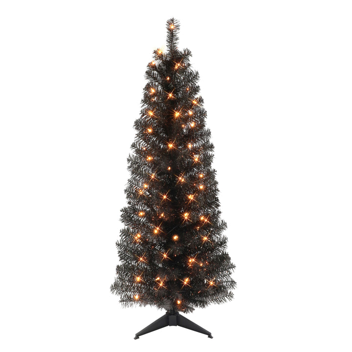 4.5 ft Pre-lit Black Tinsel Tree 160 Tips 70 UL Clear Lights Stand included 2675A-STBK45C07