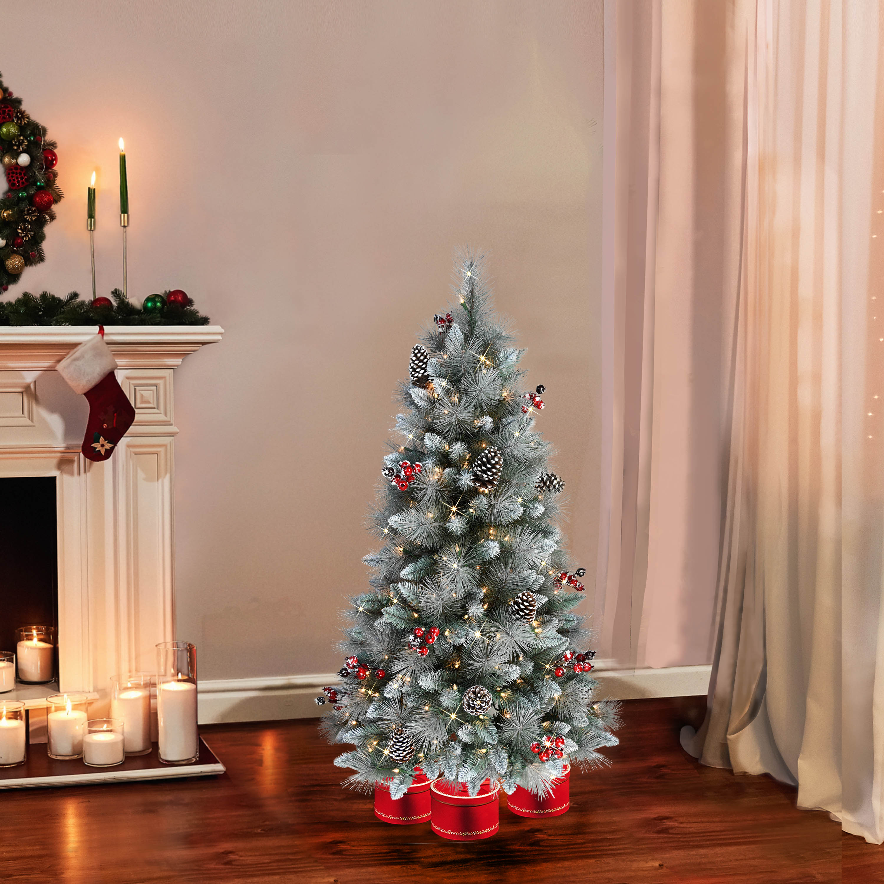 4.5ft Pre-Lit Sterling Pine Christmas Tree