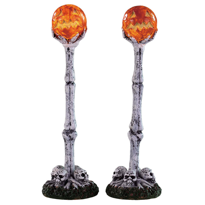 LEMAX Lighted Lantern Bone Post, set of 2, Battery Operated (4.5V) #94490