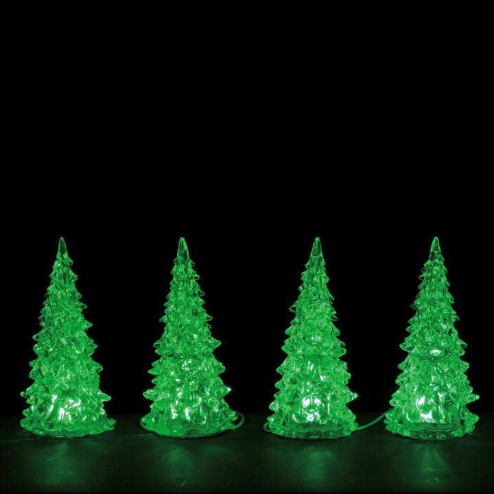 LEMAX Crystal Lighted Tree, 3 Color Changeable, Small, set of 4, Battery Operated (4.5V) #94518