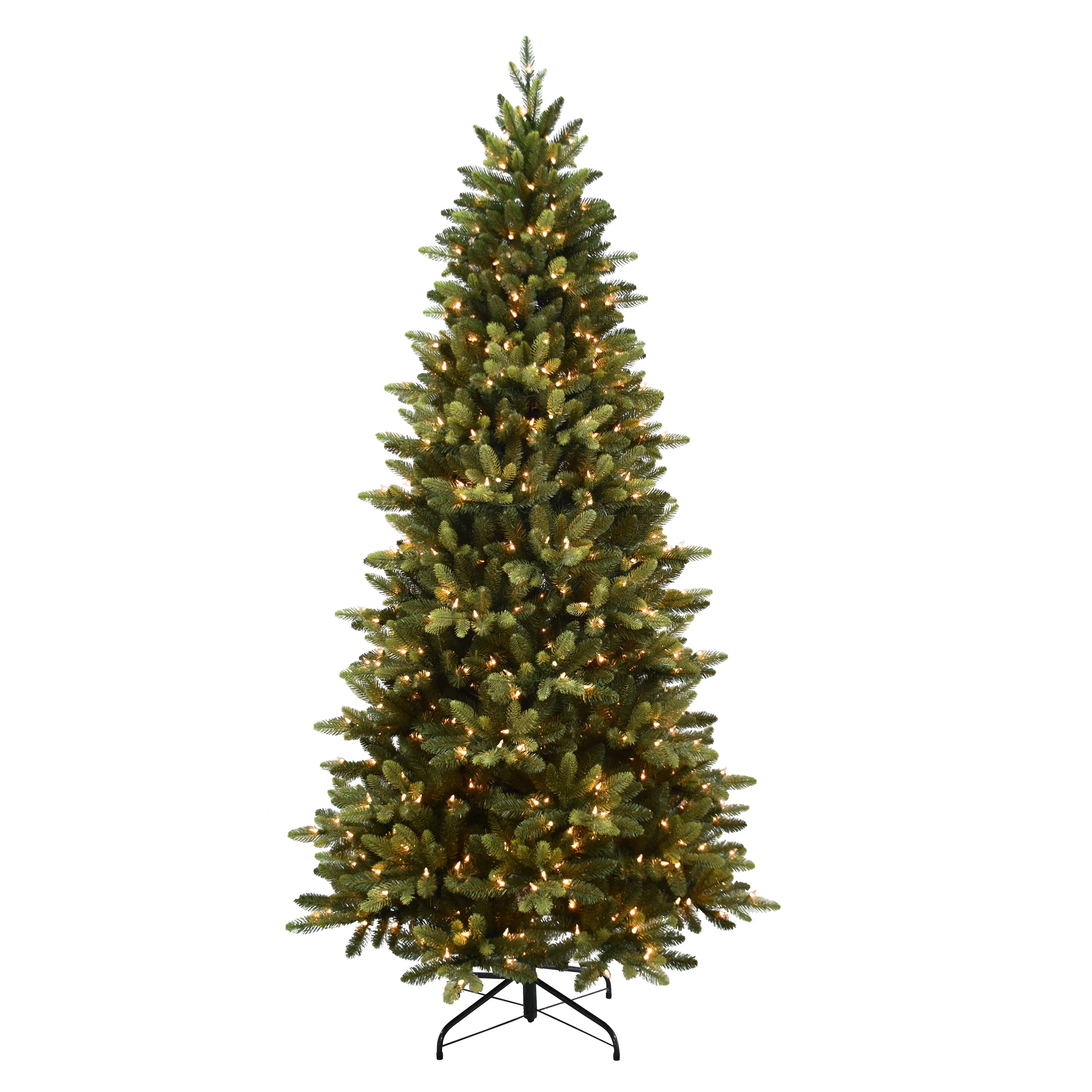 7.5 ft Pre-Lit Slim Westford Spruce Artificial Christmas Tree with 500 UL Clear Lights Metal Stand Green WFSLA-75C5