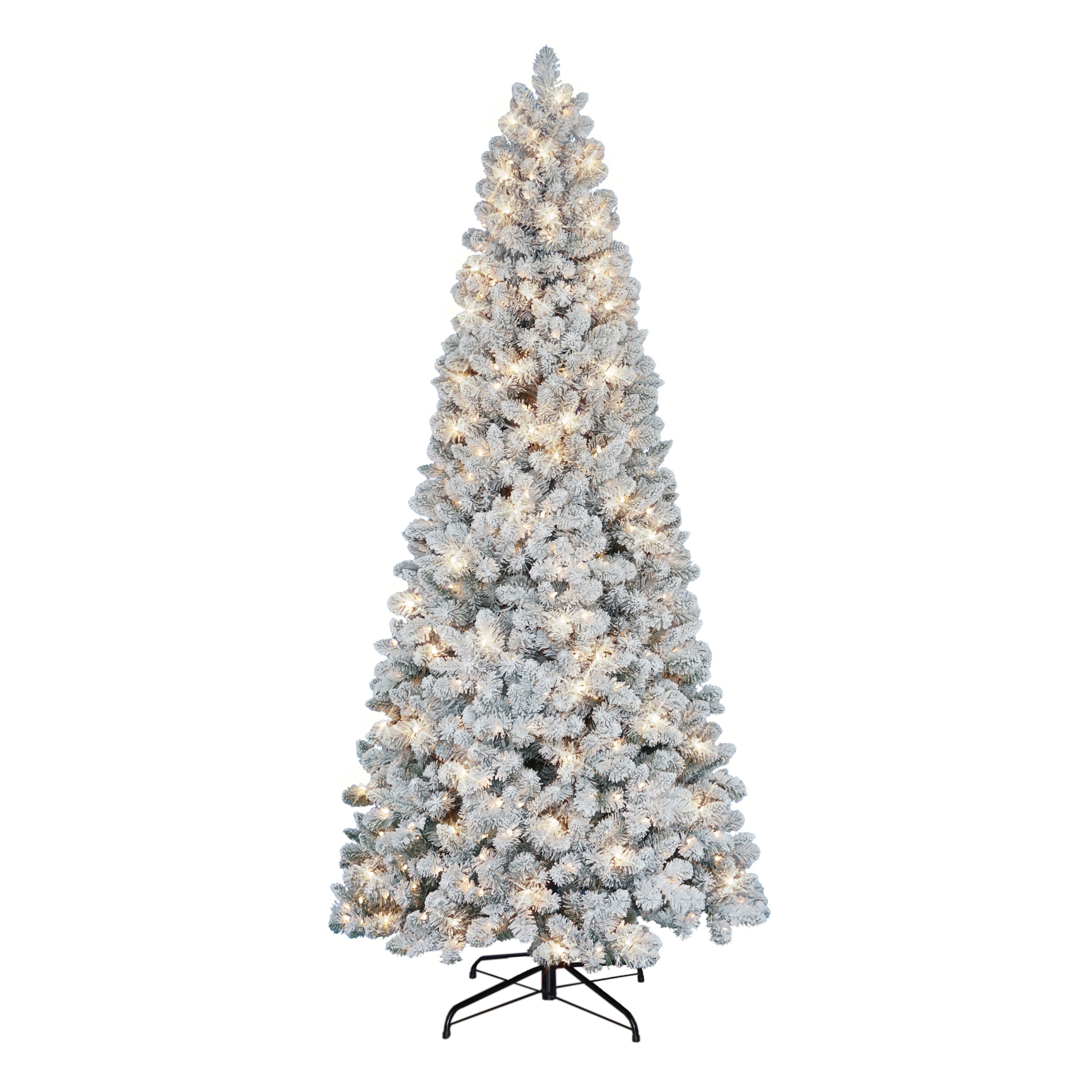 9 ft Pre-lit Flocked Virginia Pine Tree 1460 Tips 700 UL Listed Clear Lights Metal Stand 0998A-TF90C7