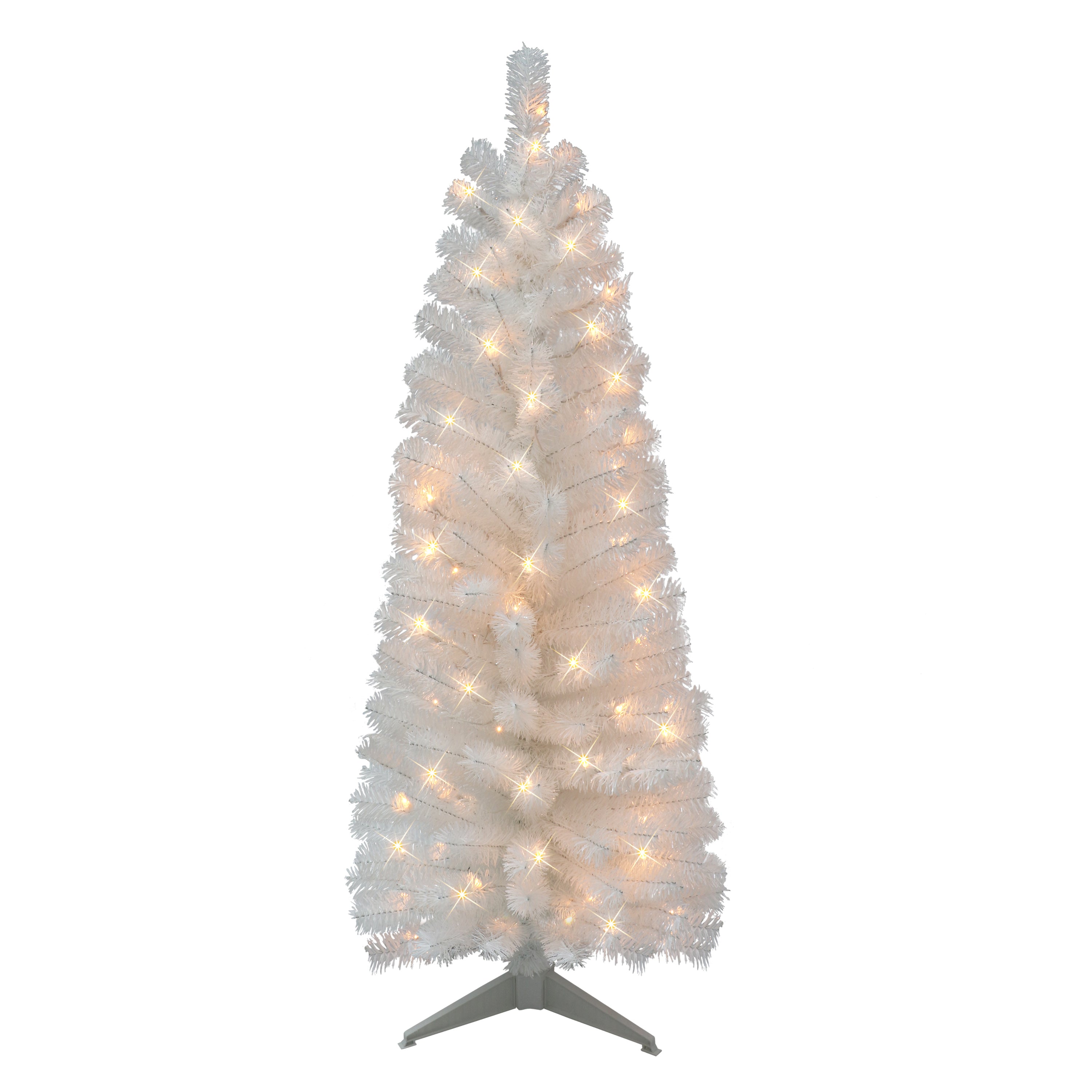 4.5 ft Pre-lit White Tinsel Tree 160 Tips 70 UL Clear Lights Stand included 2675A-STWH45C07