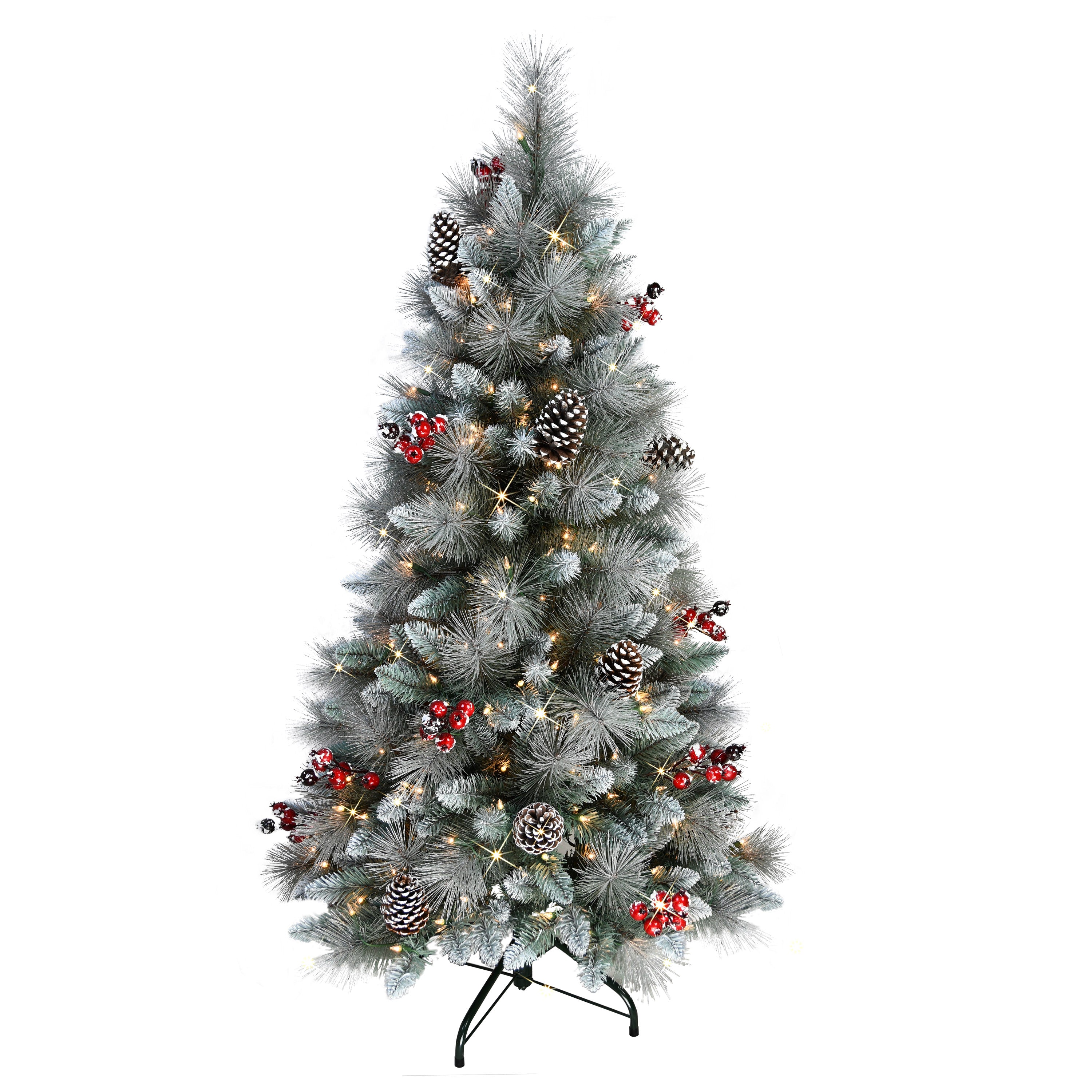 4.5 ft Pre-Lit Sterling Pine Artificial Christmas Tree with 250 UL Clear Lights Metal Stand Blue/Green T9592A-45C250