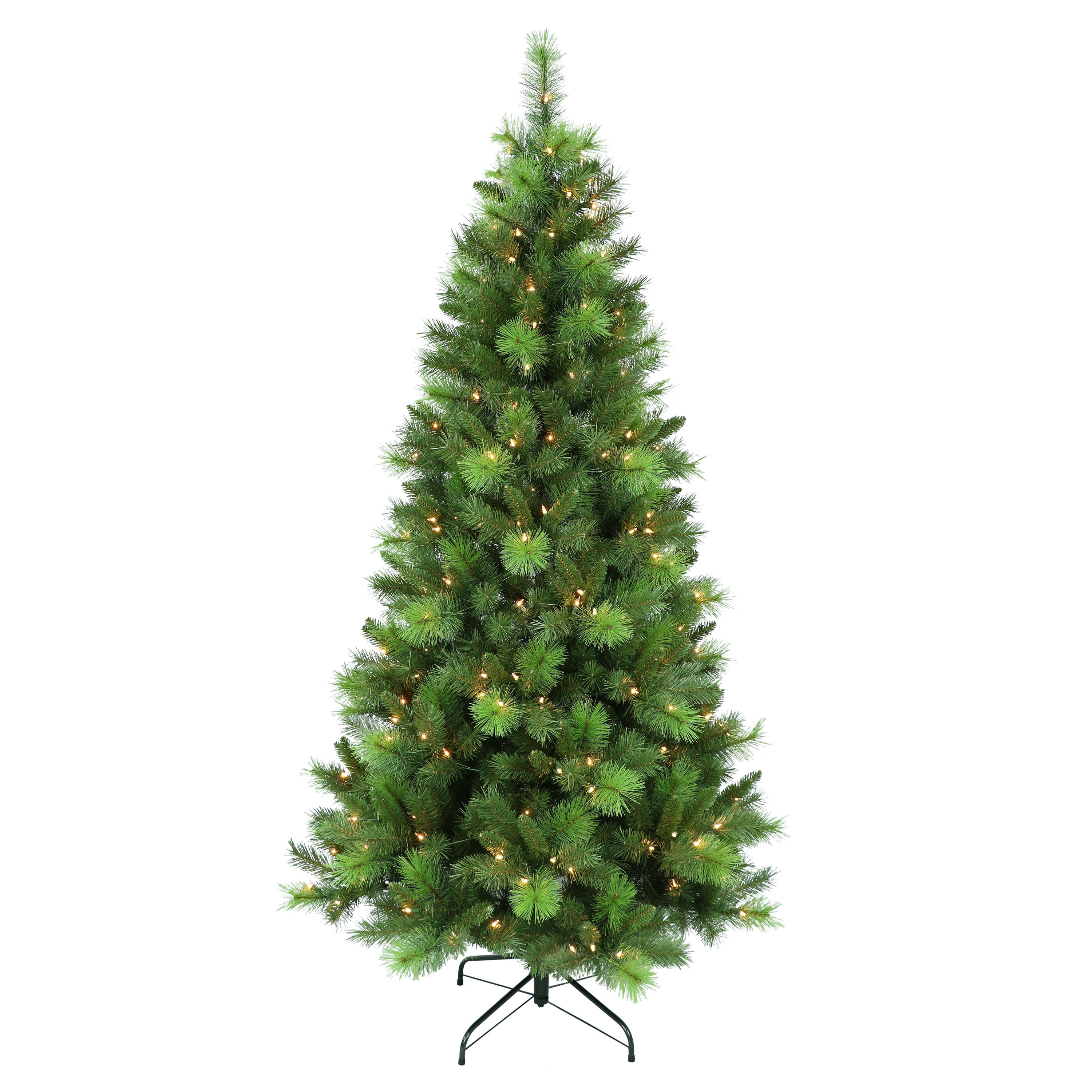 6.5 ft Pre-Lit Adirondack Pine Artificial Christmas Tree with 250 Lights Green ADKA-T65C250