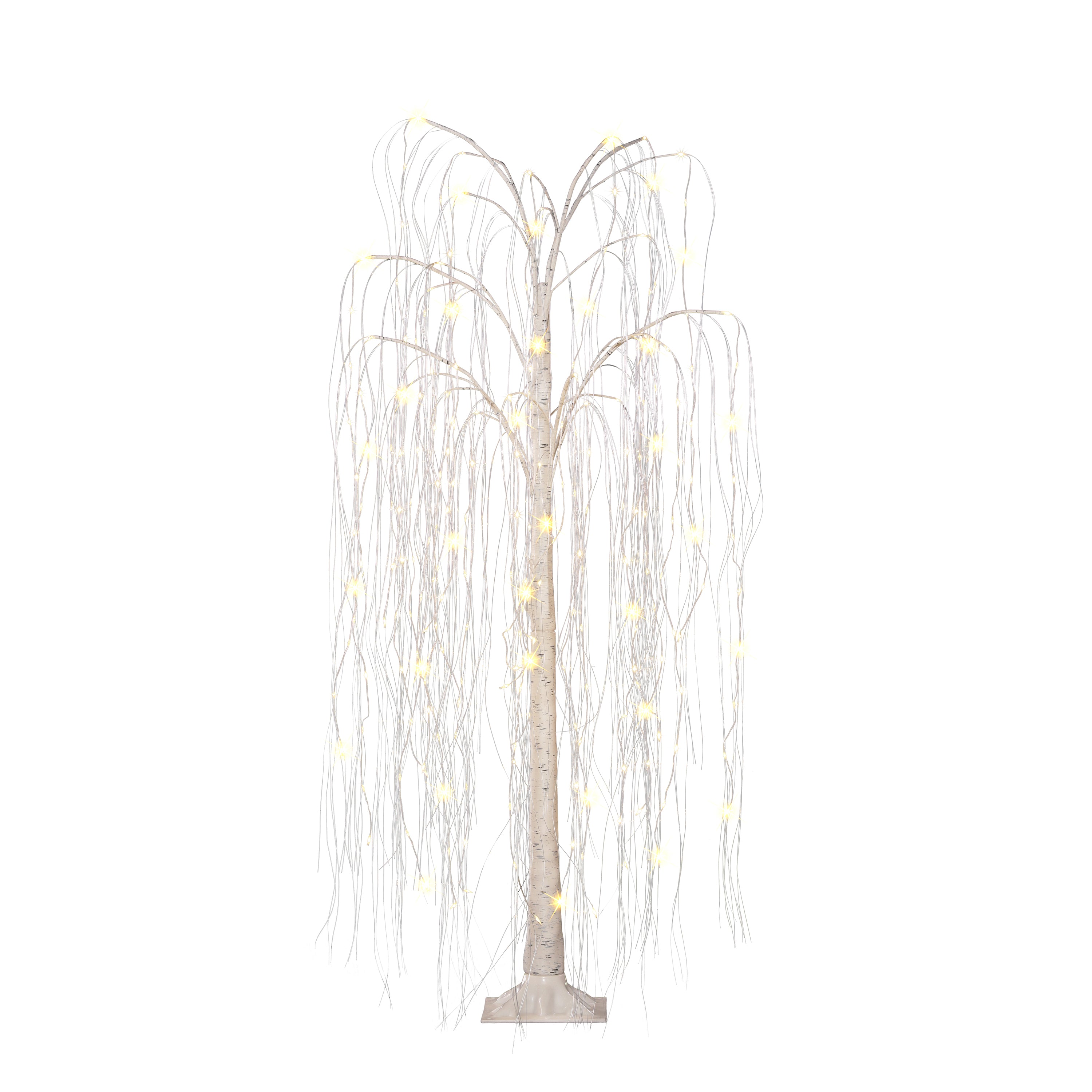 5 ft Pre-Lit Outdoor Willow Tree With 240 Warm White Multi-Function Dual LED Lights Outdoor UL Adapter Stand Included DE2670LA